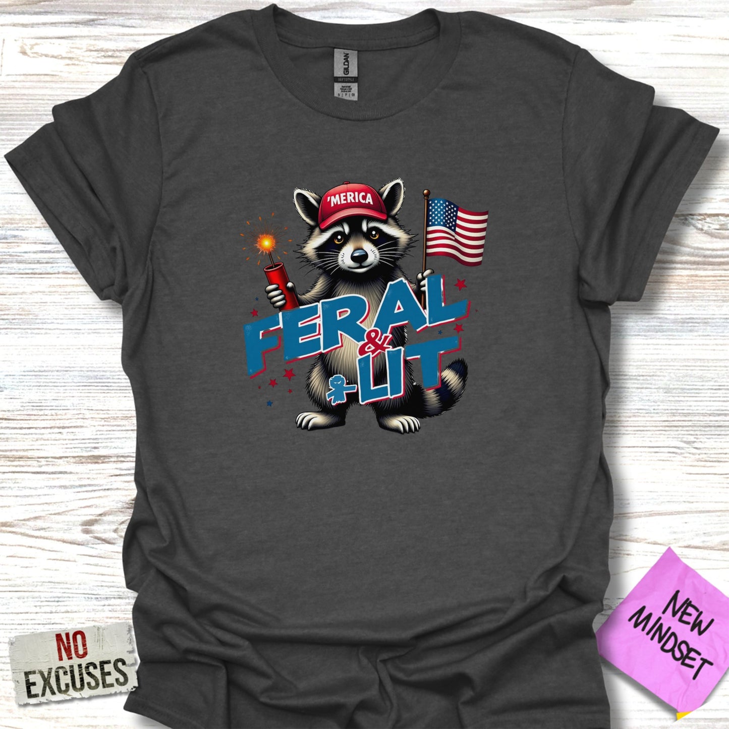 Feral and Lit Raccoon Graphic Tee product type