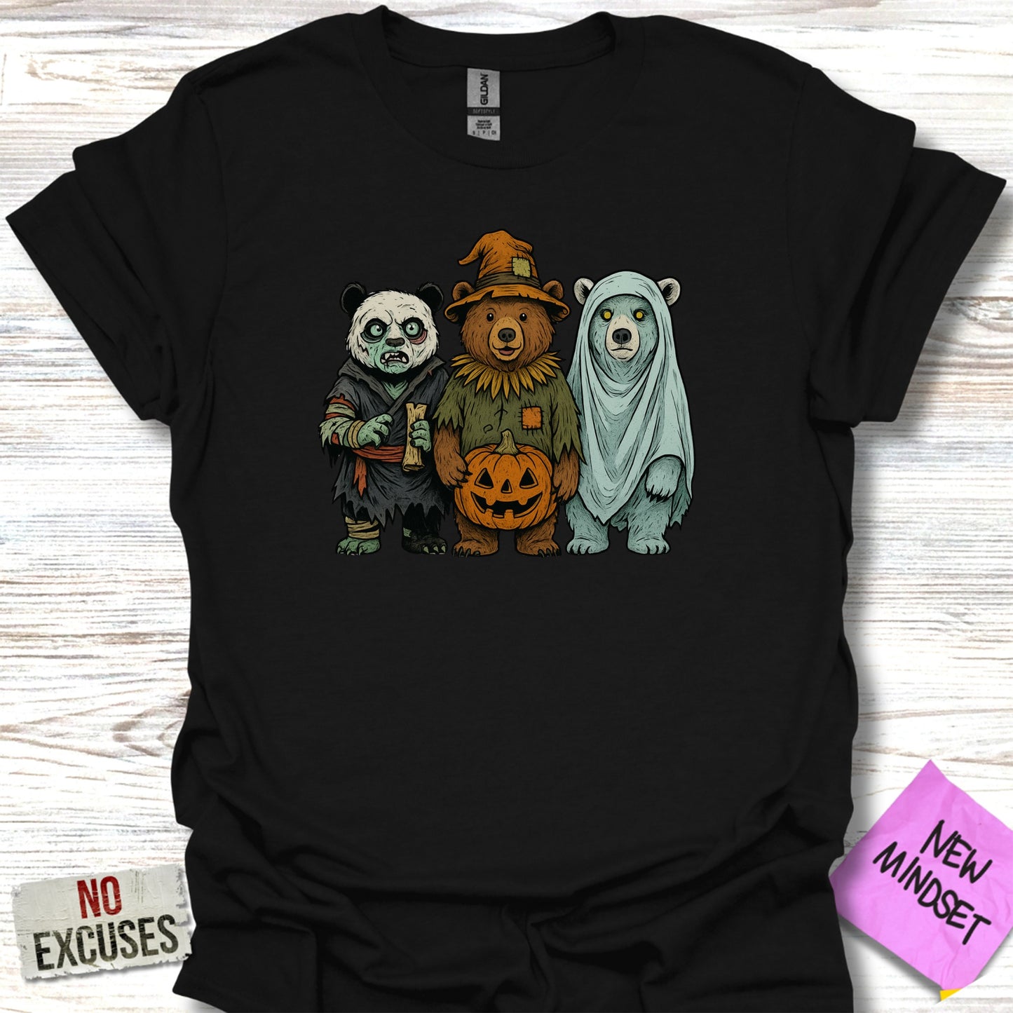 Trio of Bears in Halloween Costumes T-shirt product type