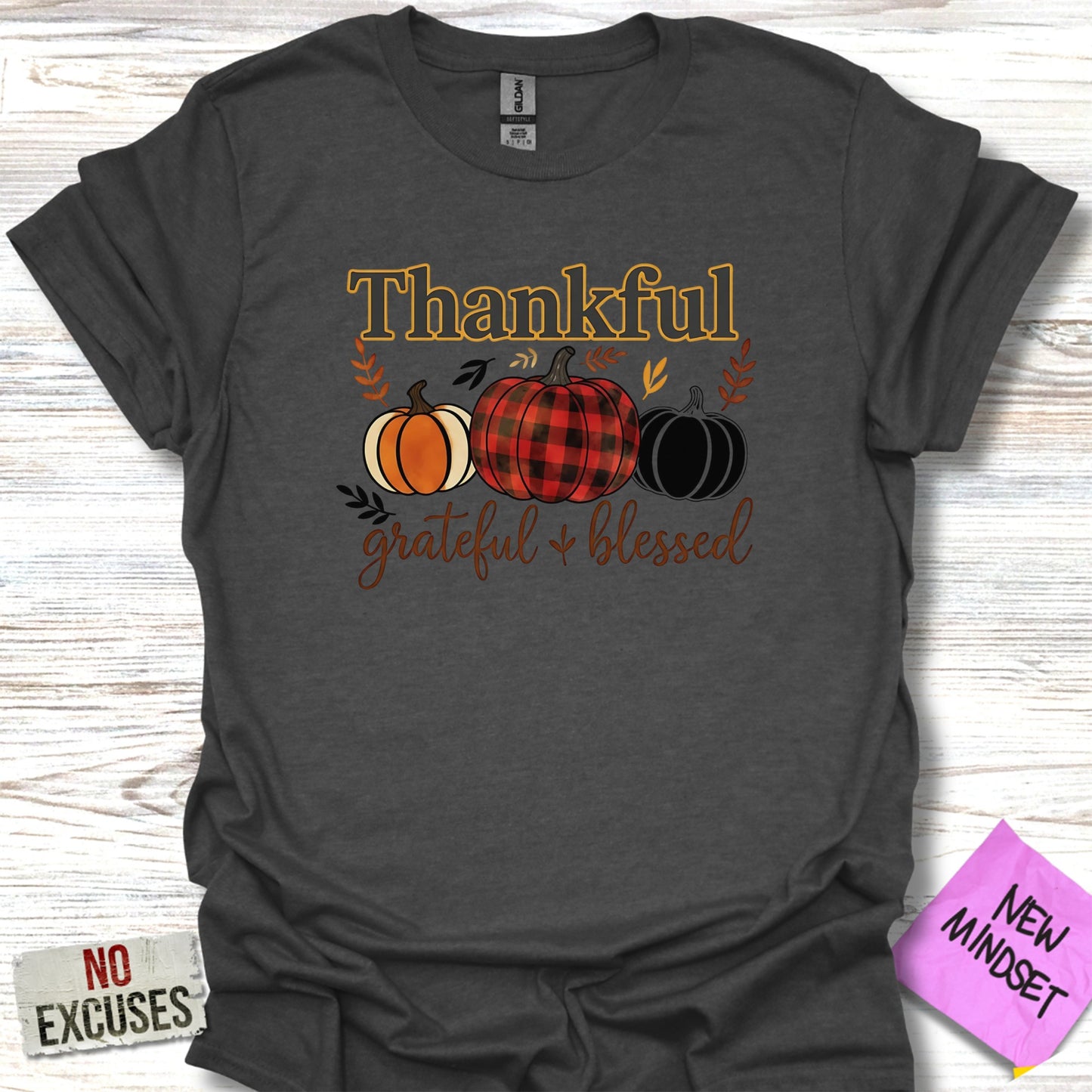 Thankful Grateful Blessed Pumpkins Graphic Tee product