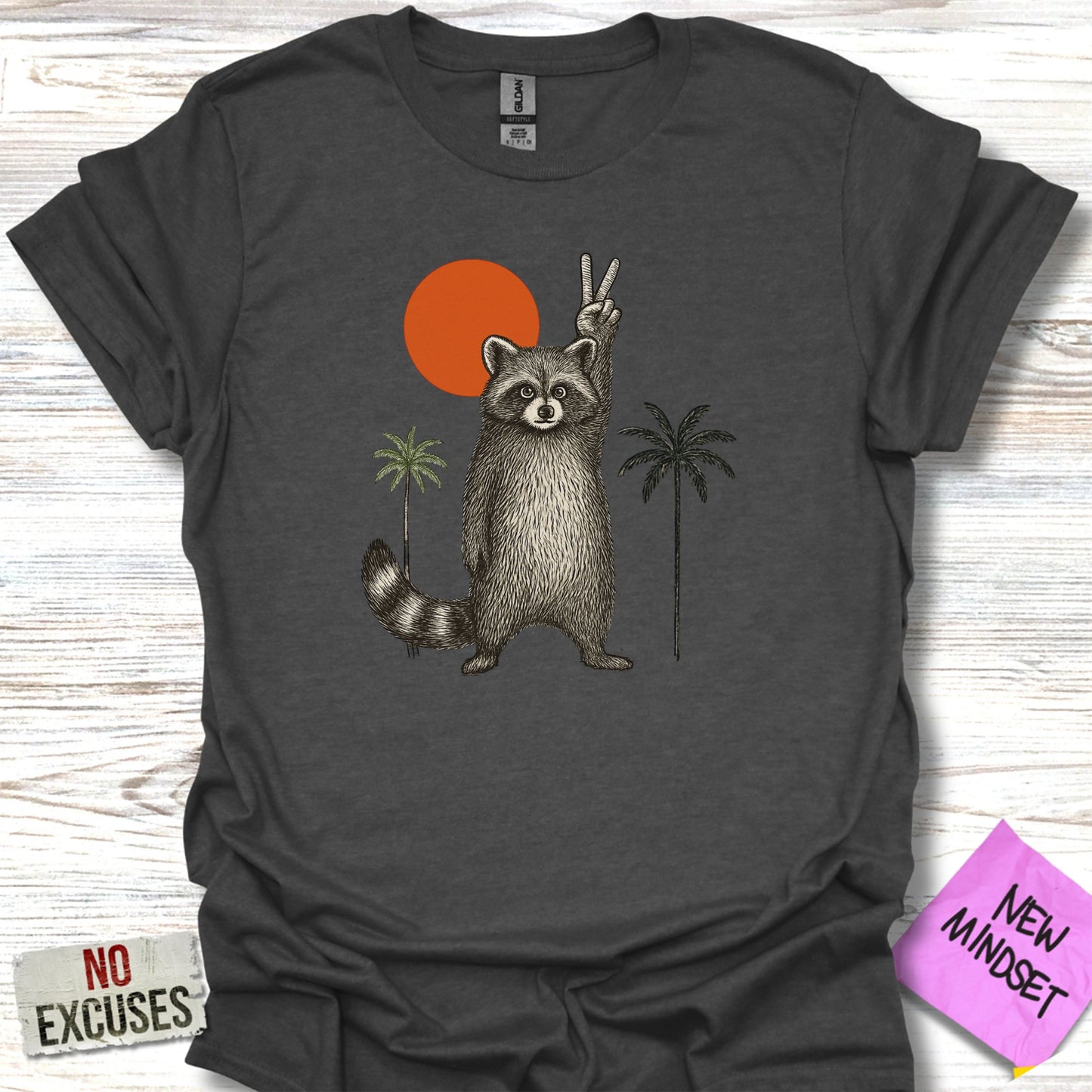 Peace Sign Raccoon Graphic Design Shirt product