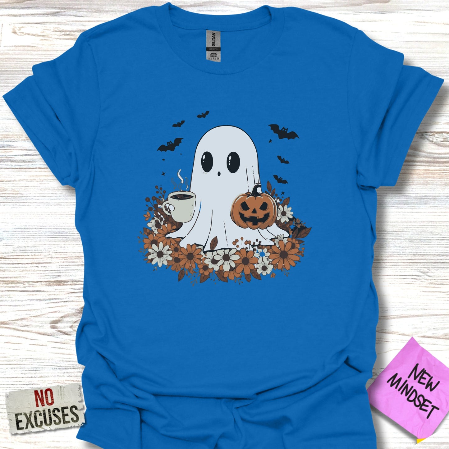Cute Ghost with Coffee and Pumpkin T-shirt product