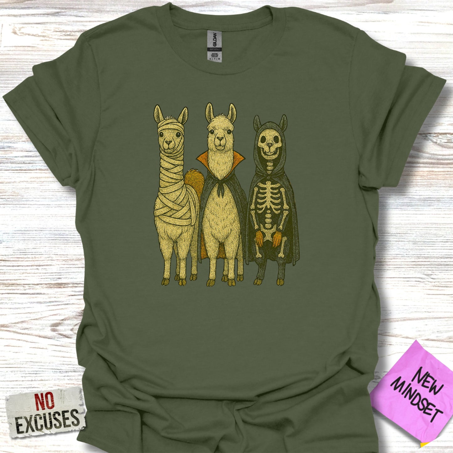 Funny Halloween Alpaca Illustration T-Shirt product type