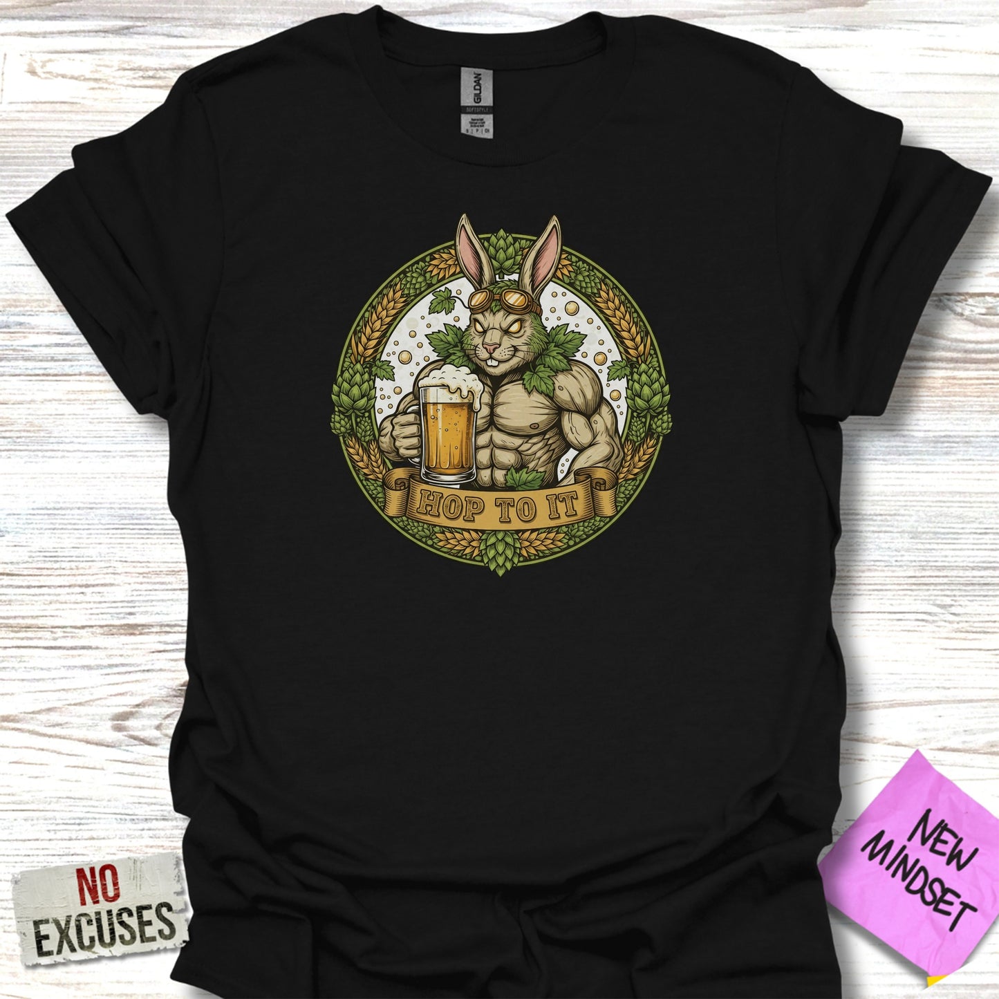 Hop to It Rabbit with Beer Graphic T-Shirt product type