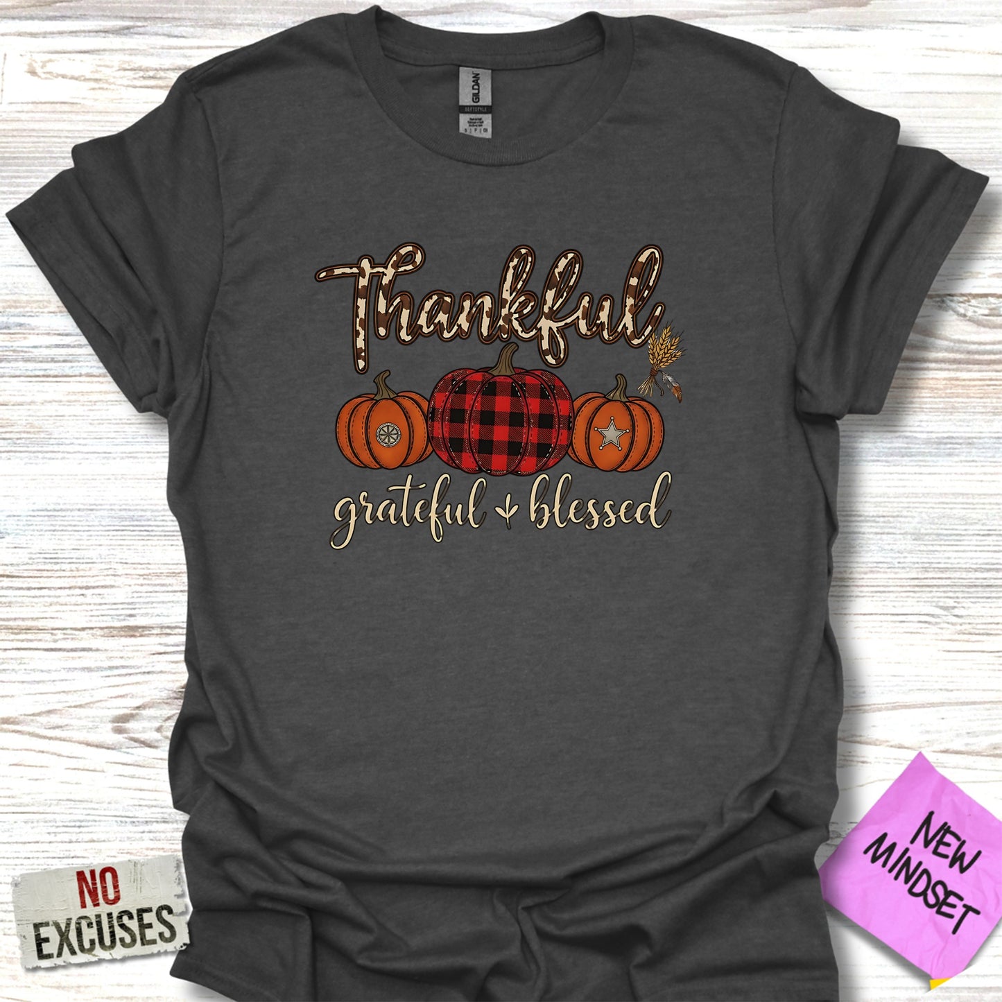 Thankful Grateful Blessed Pumpkins Design Shirt product