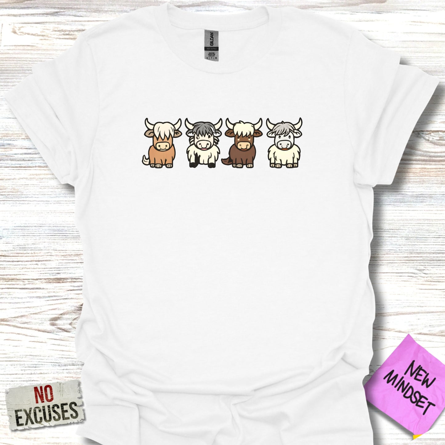 Cute HighLand Cows Graphic Printed White Tee product type