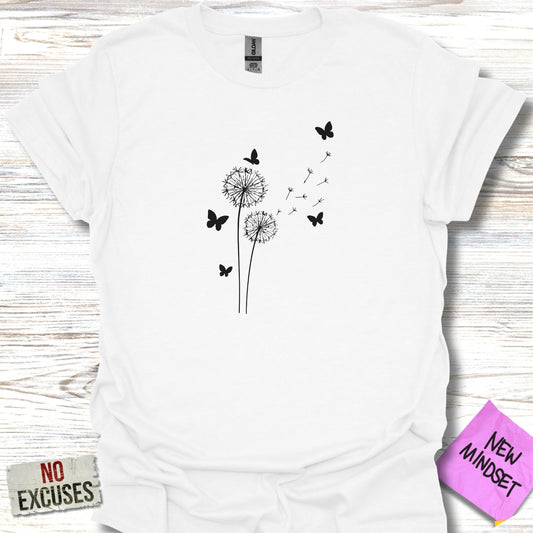 Butterfly and Dandelion Graphic Tee Shirt Product