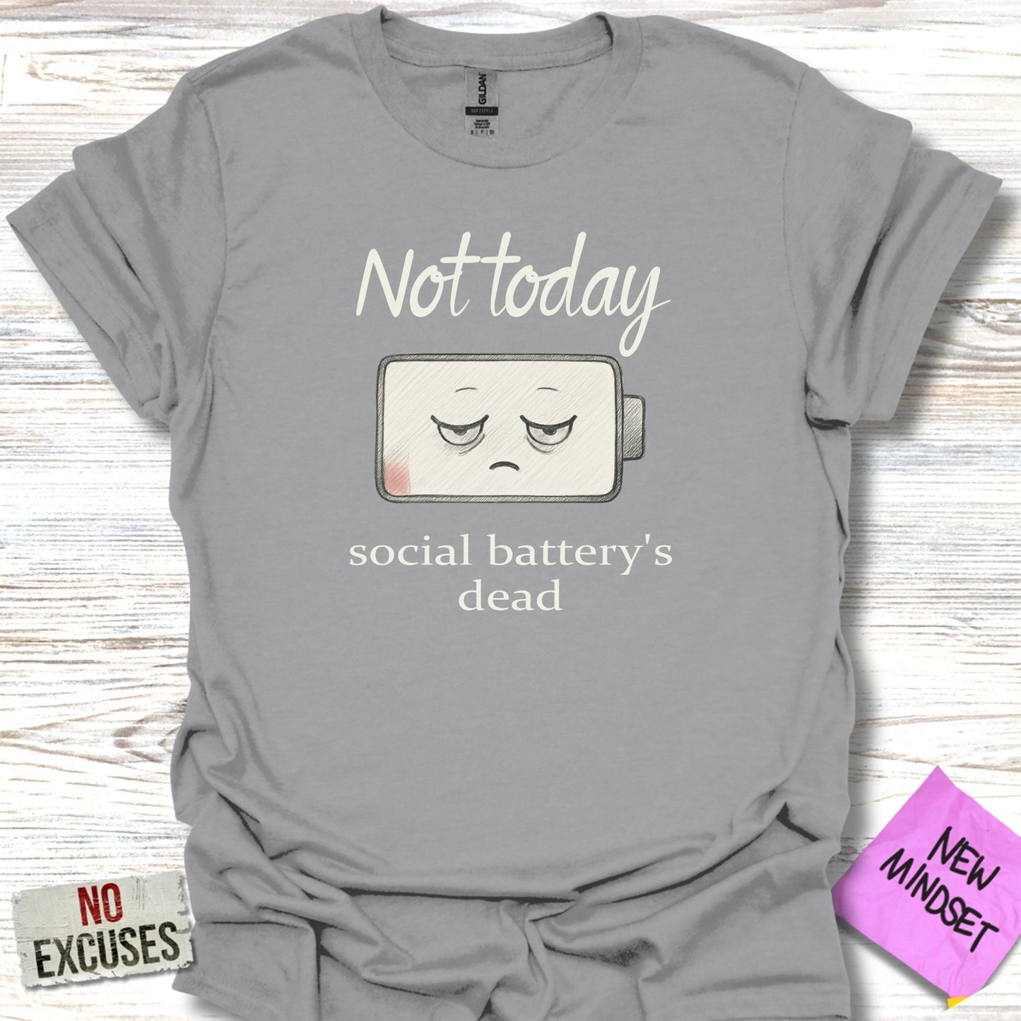 Not Today Social Battery's Dead Gray Graphic Tee product