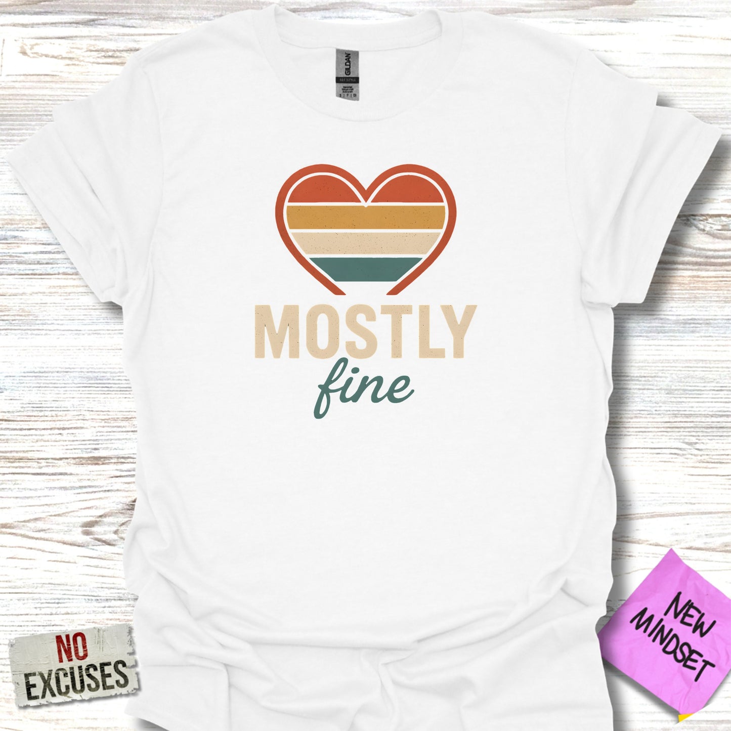 Mostly Fine Heart Design Graphic Tee Shirt product
