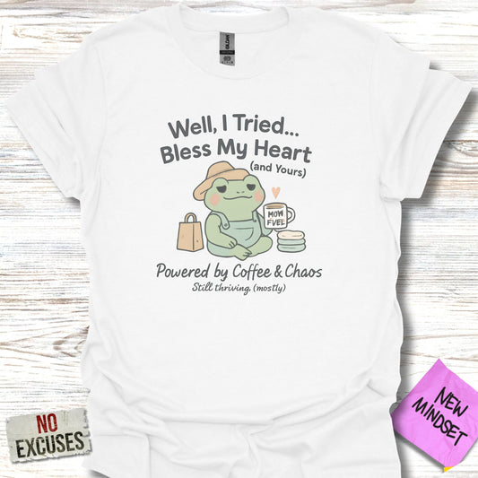 Humorous Coffee and Chaos Motivational Shirt product