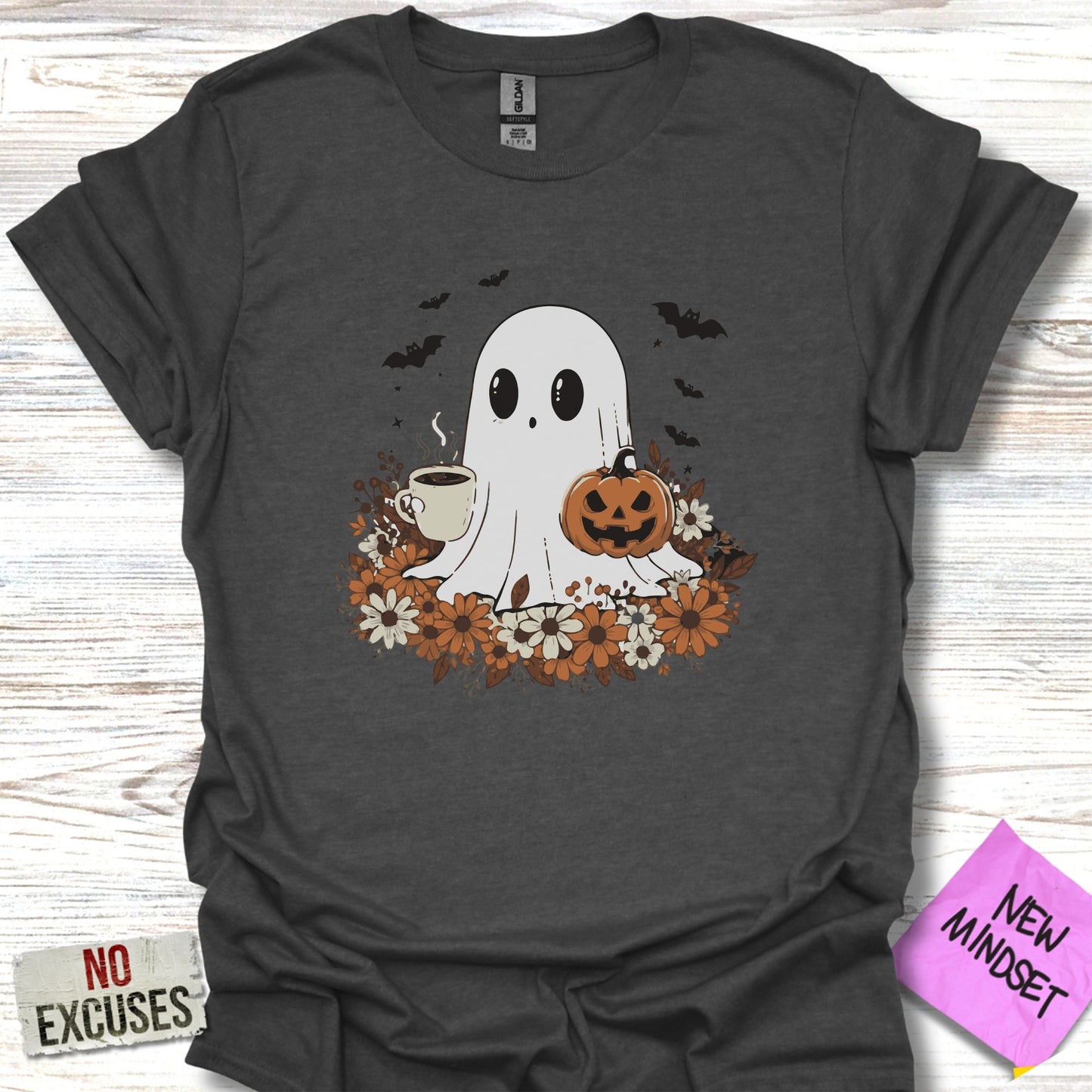 Ghost with Coffee and Pumpkin Halloween T-shirt product