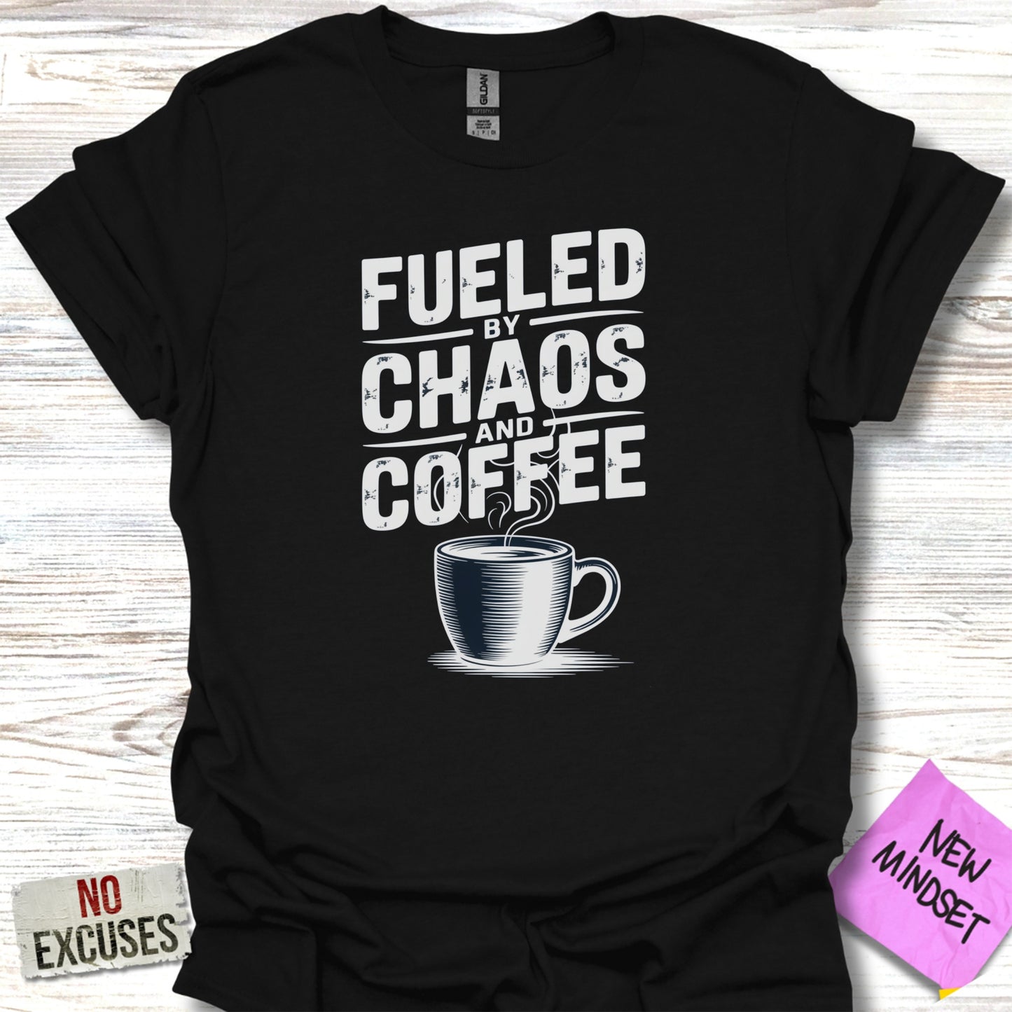 Fueled by Chaos and Coffee Graphic T-shirt product type