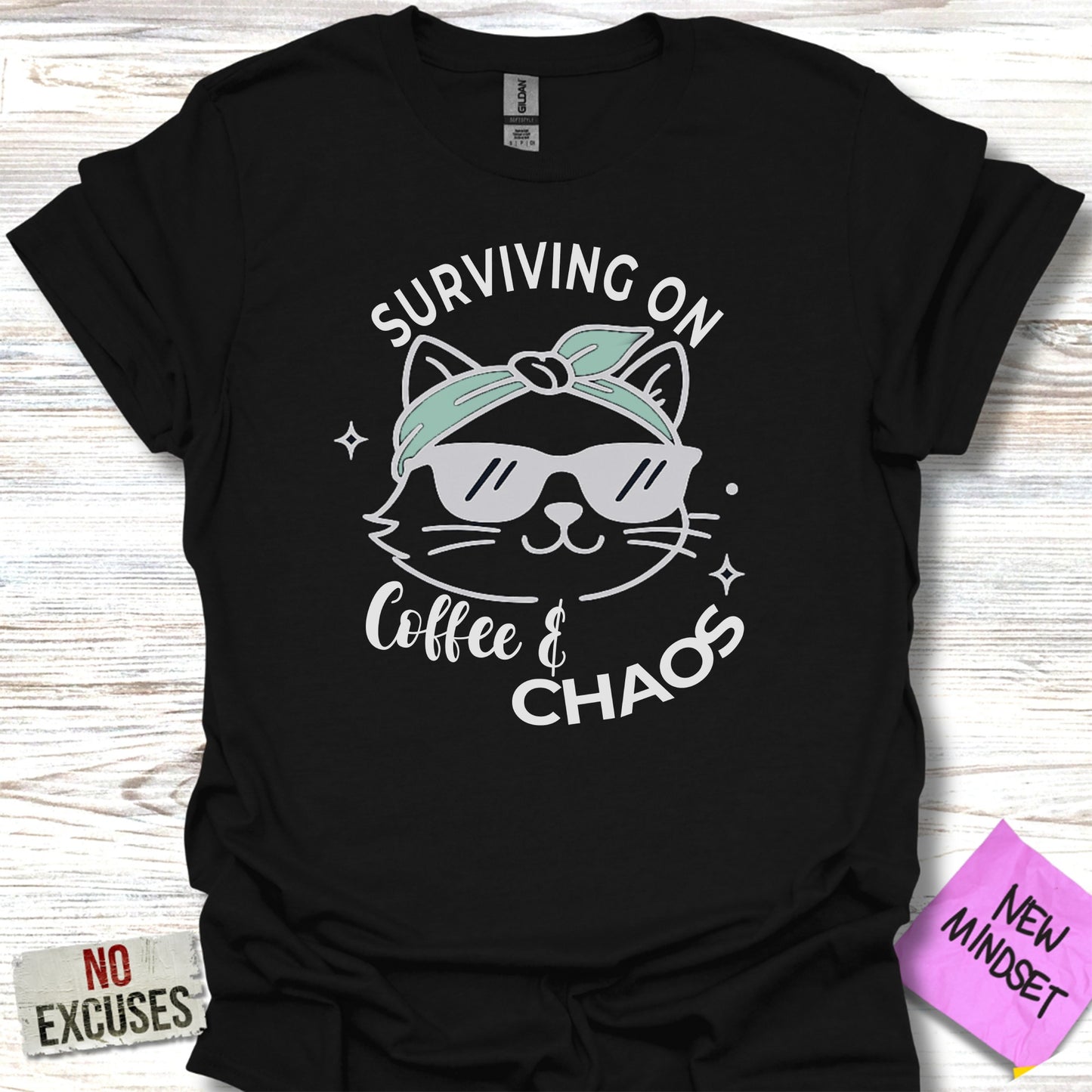 Surviving On Coffee And Chaos Cat Graphic Tee product type