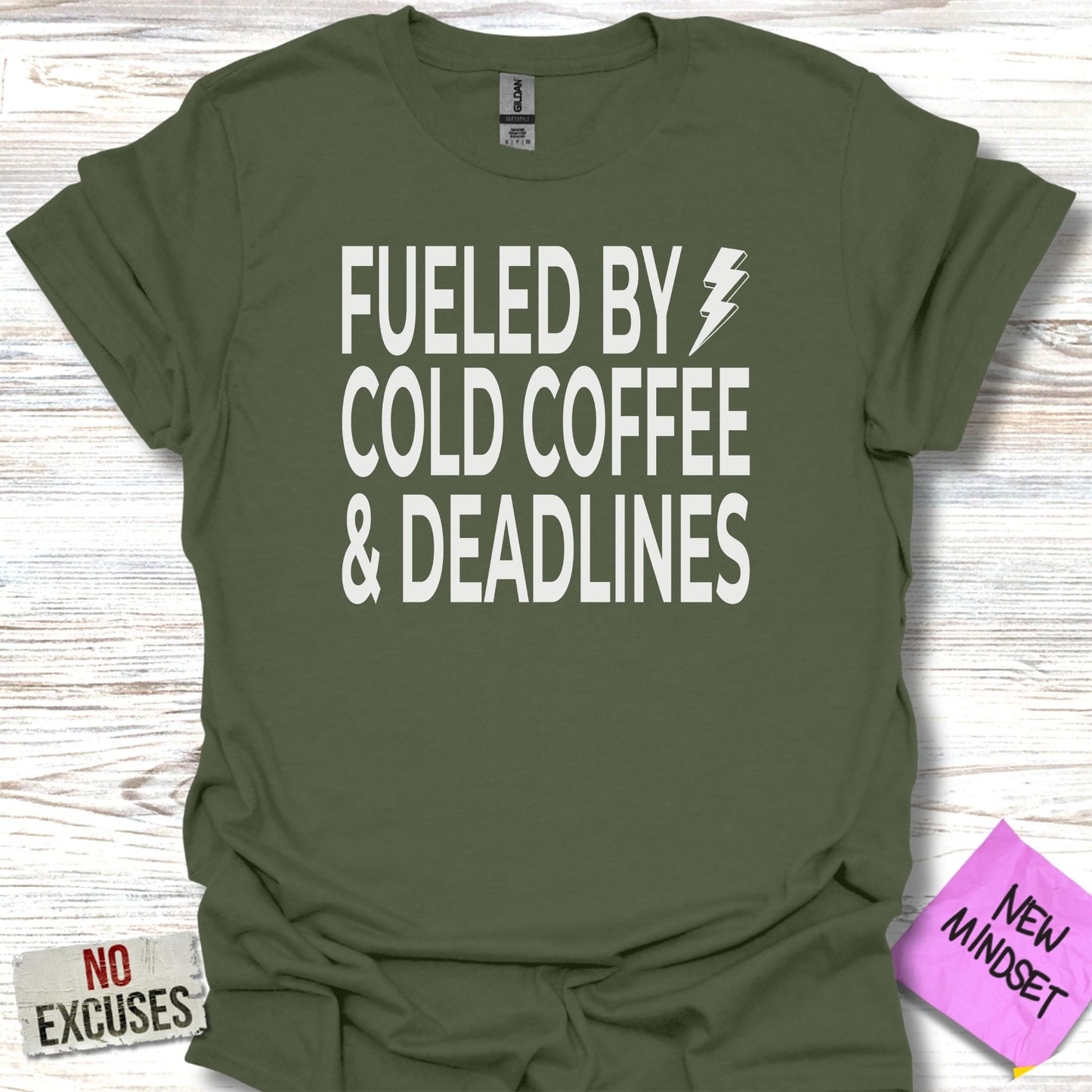 Fueled by Cold Coffee and Deadlines T-shirt product