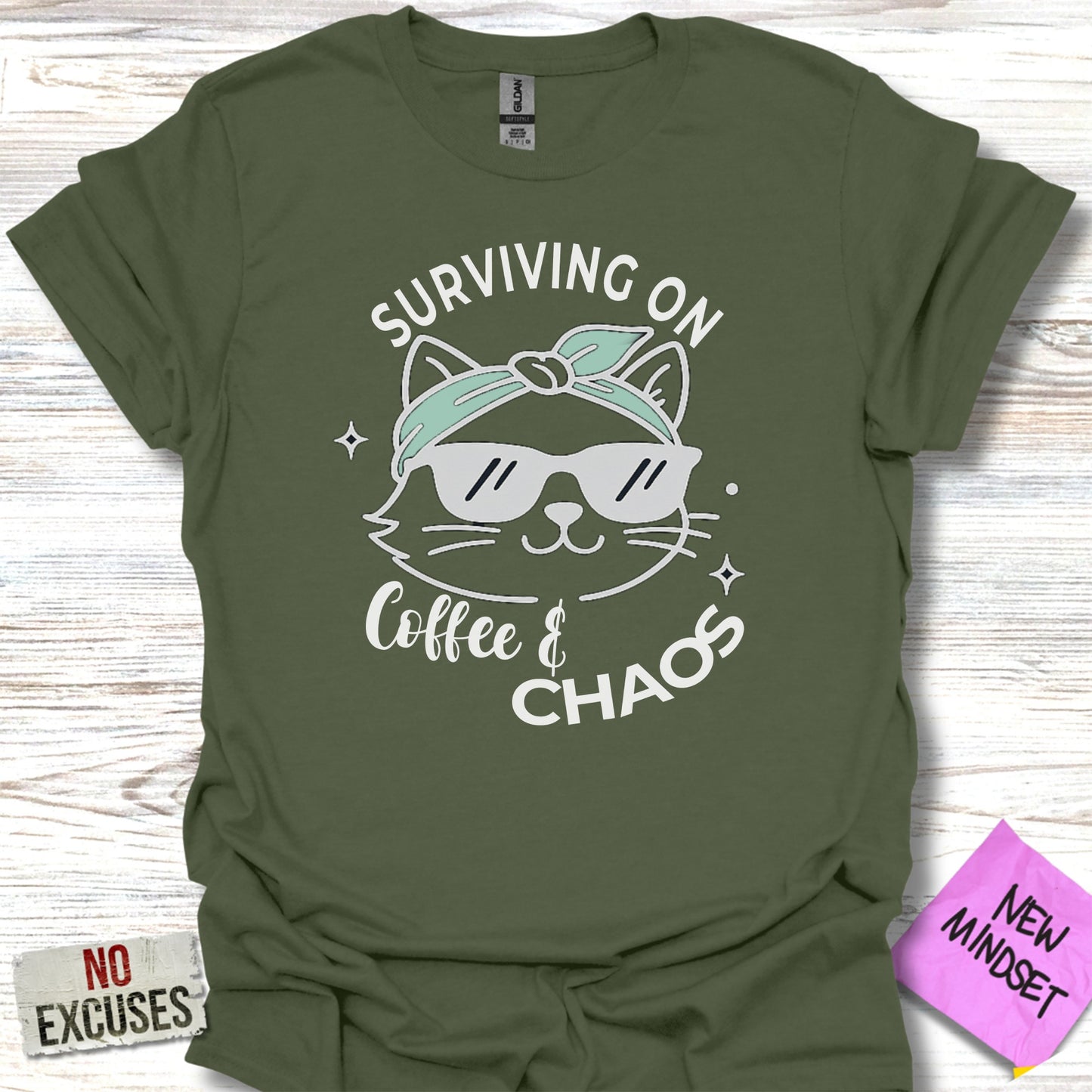 Surviving on Coffee and Chaos Cat Shirt product type