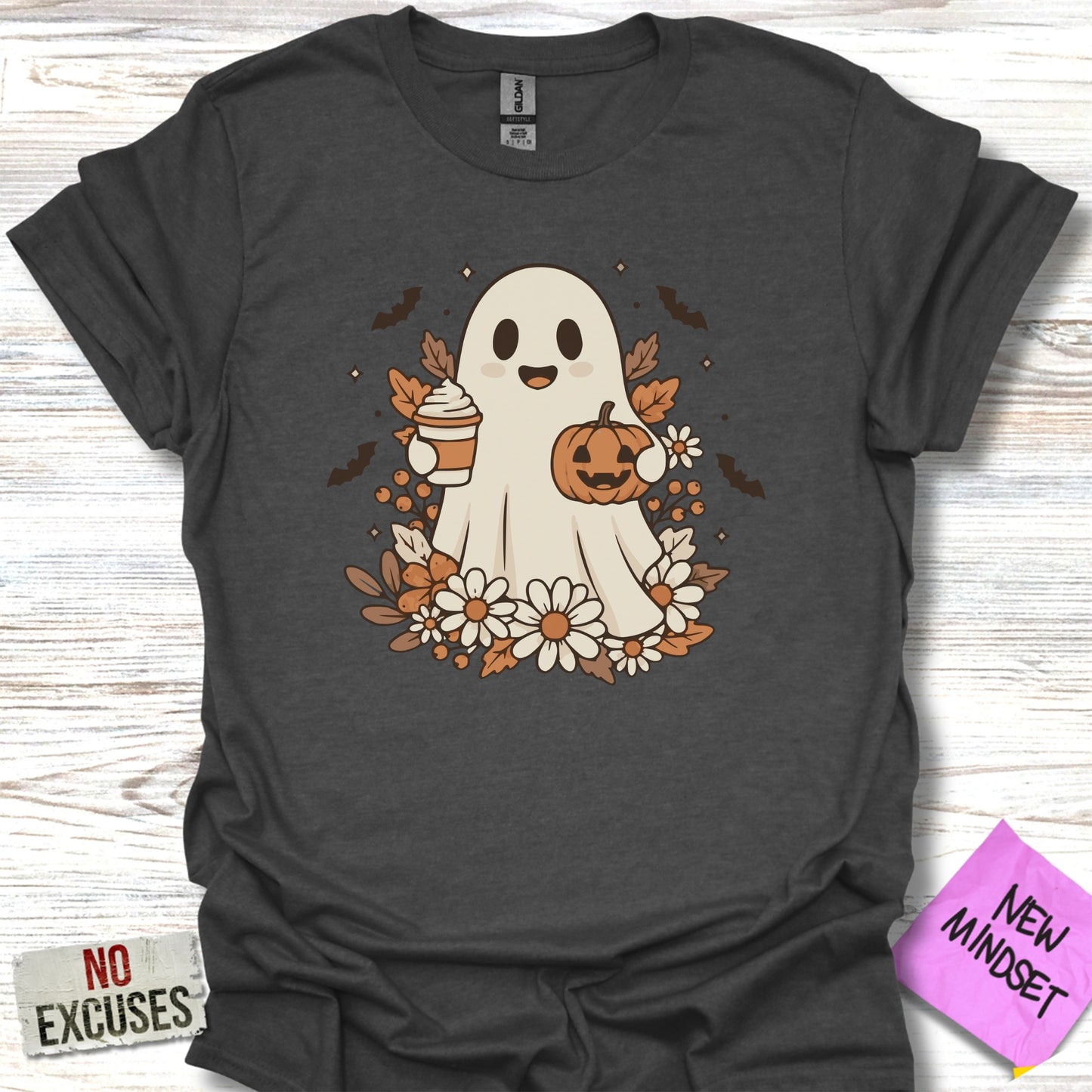 Adorable Ghost Holding Coffee and Pumpkin T-shirt product