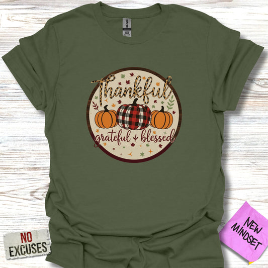 Thankful Grateful Blessed Pumpkins Tee shirt product