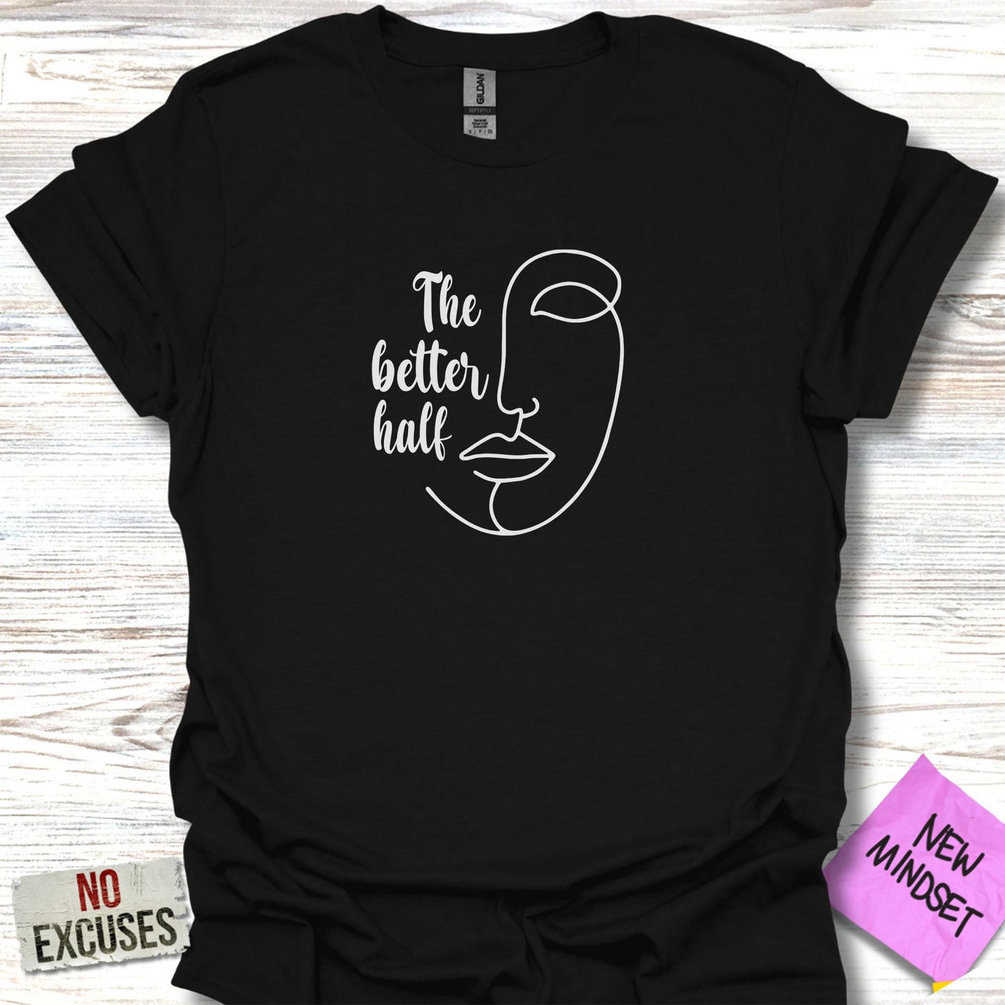 The Better Half Minimalist Face Art Graphic T-Shirt product