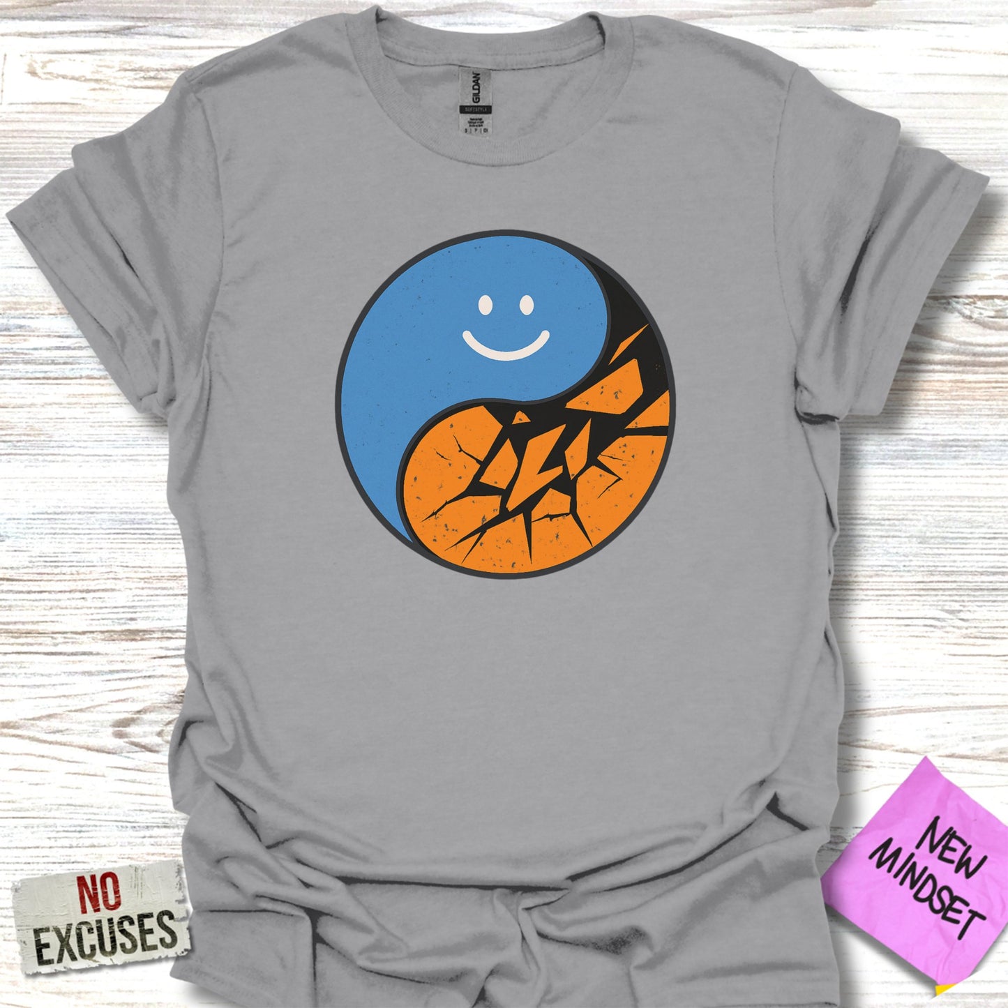 Basketball Yin Yang Happy Face Graphic Tee product type