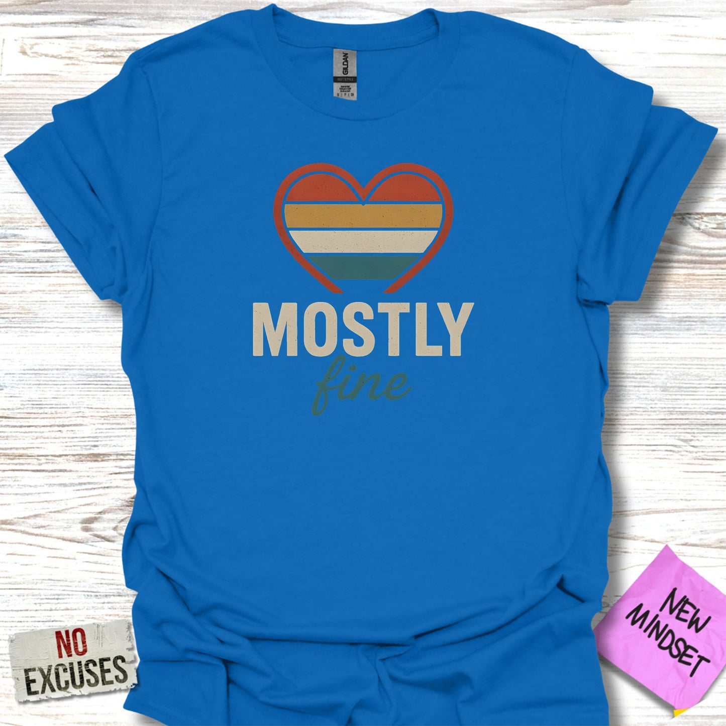 Mostly fine graphic tee with heart design product type