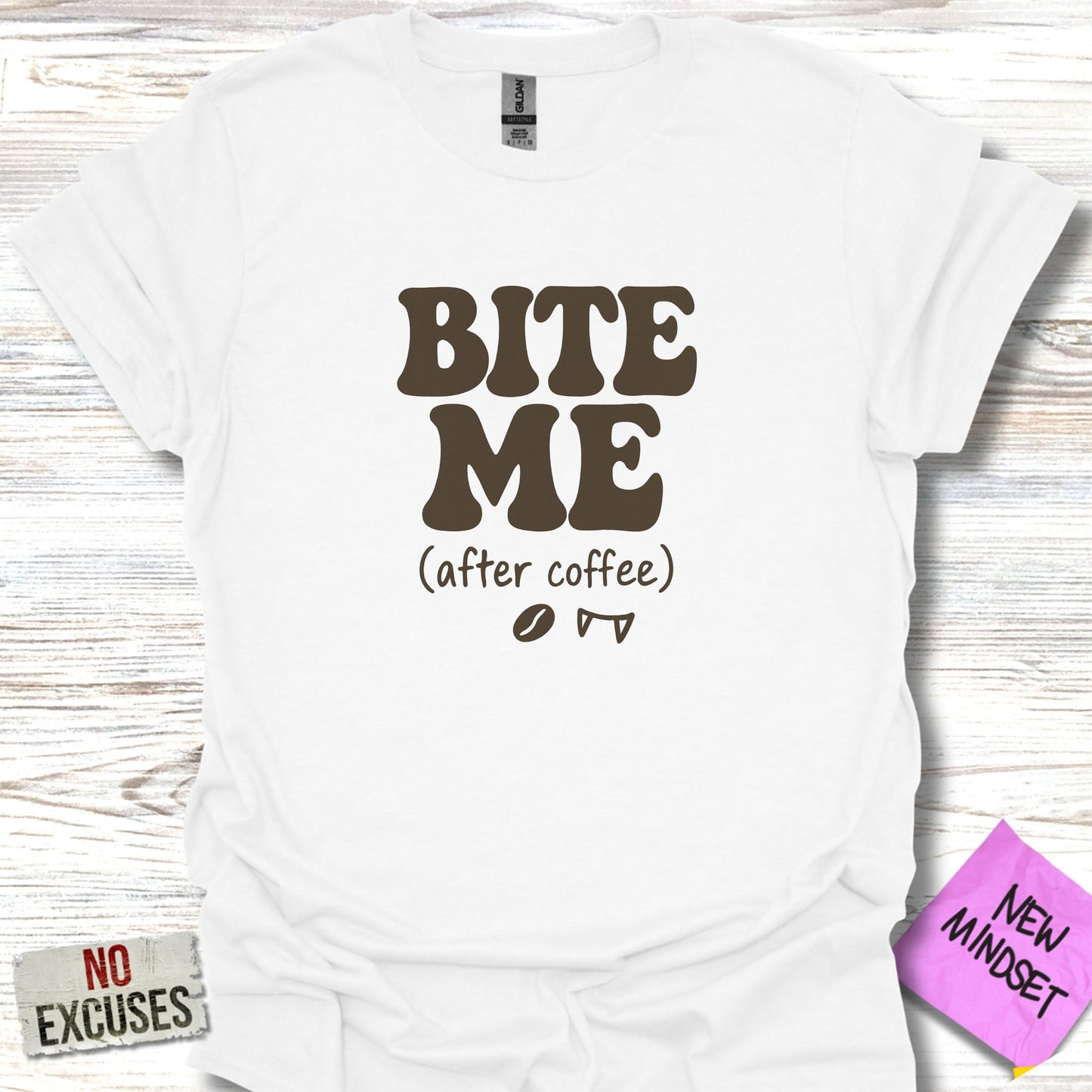 Bite Me After Coffee Fun Slogan T-Shirt product