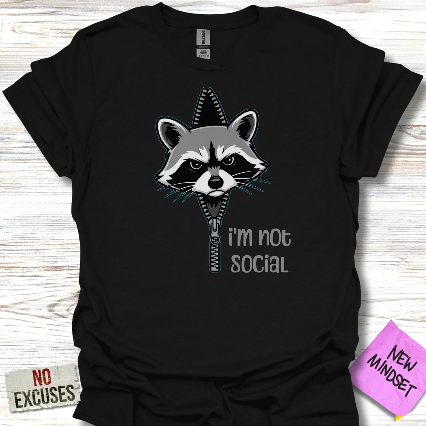 I'm Not Social Raccoon Graphic Tee Shirt product type