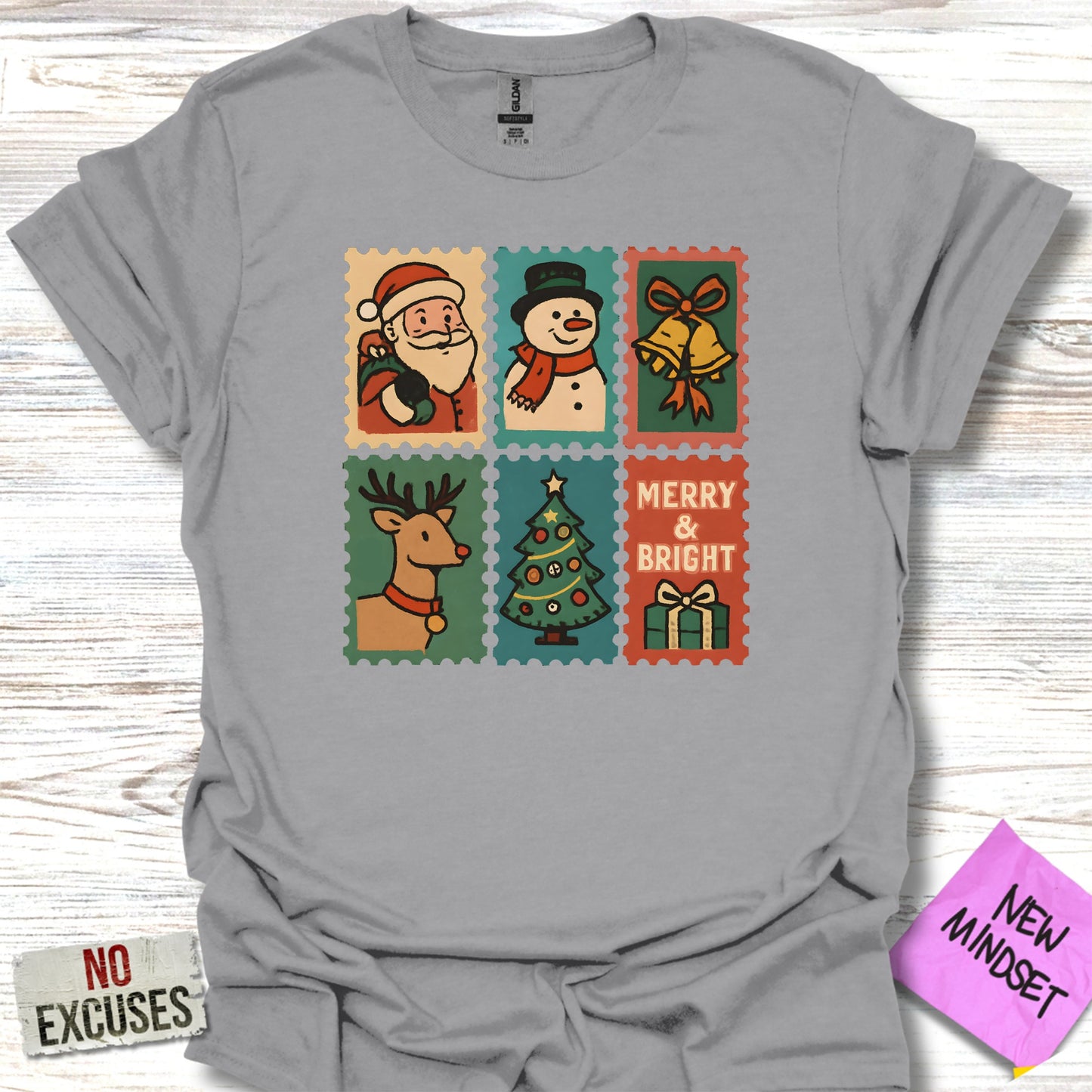Festive Christmas Stamps Design for Holiday Shirt product type