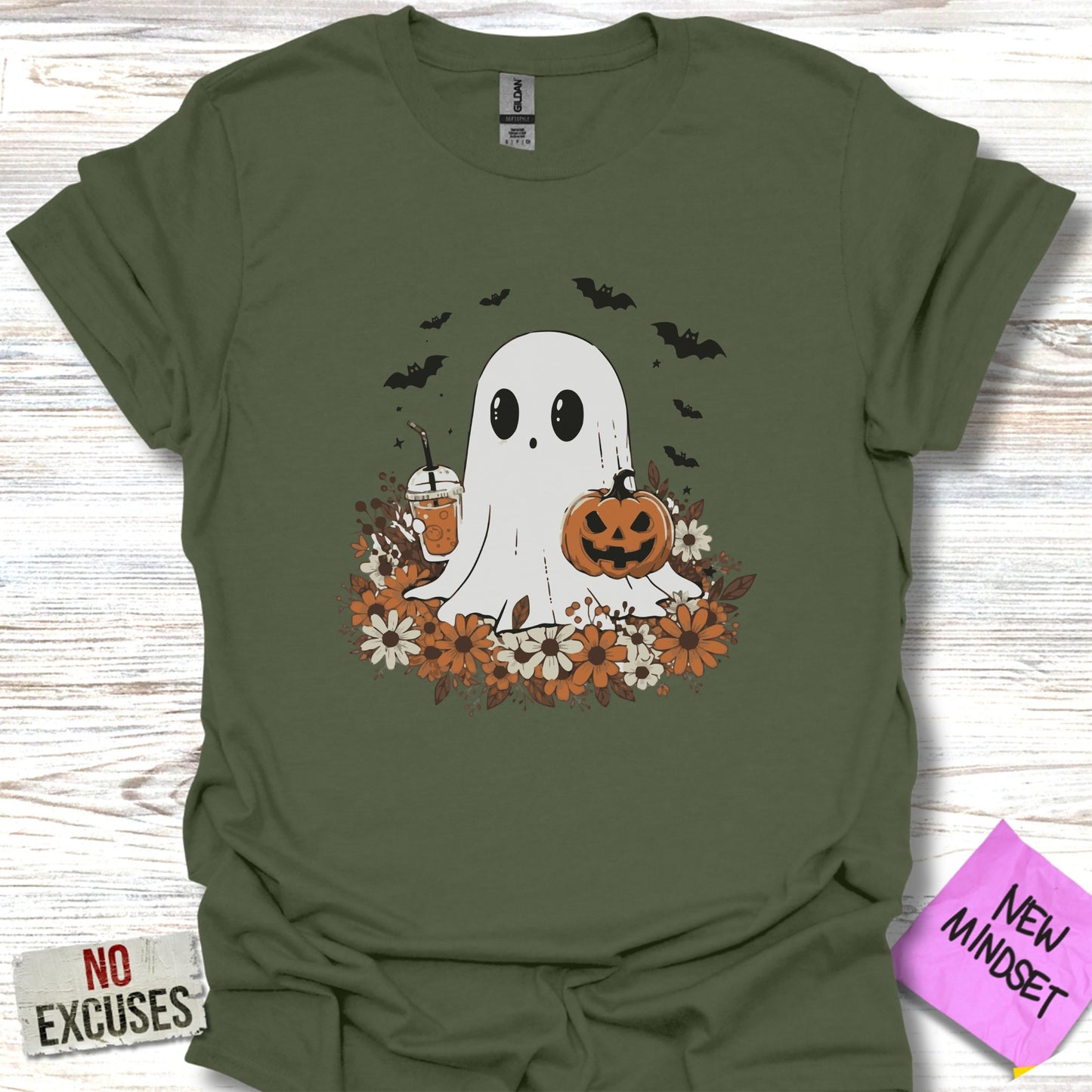 Spooky Ghost and Pumpkin Halloween Graphic T-Shirt product type