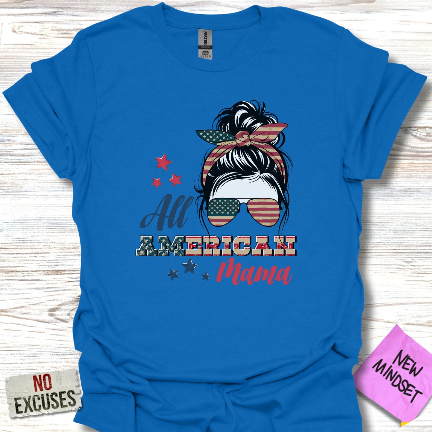 All American Mama Graphic Tee Patriotic Shirt product