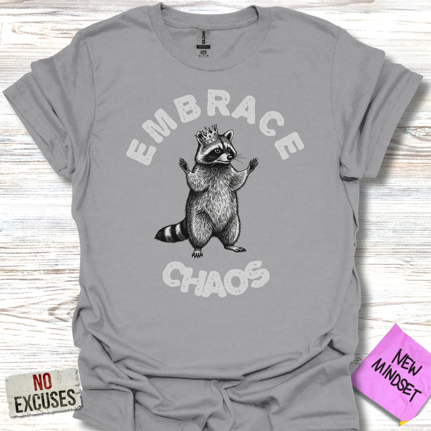 Embrace Chaos Raccoon Illustration T-Shirt Product
