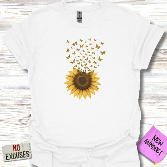 Sunflower and Butterfly Graphic Print Shirt product