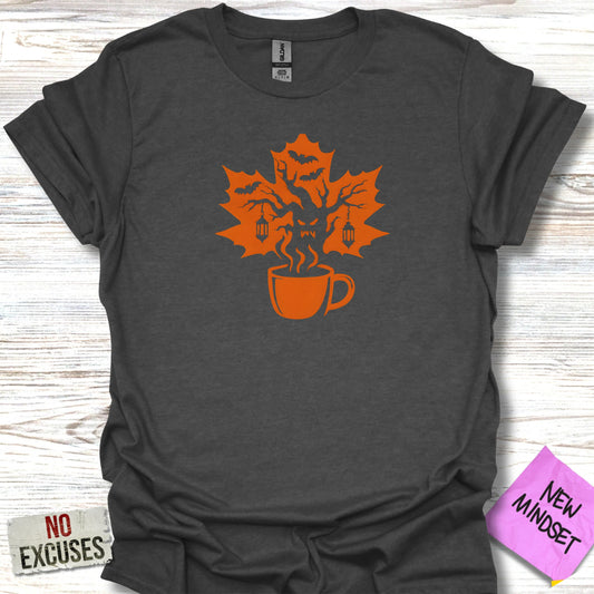 Halloween Maple Leaf Pumpkin Coffee Art Shirt product type