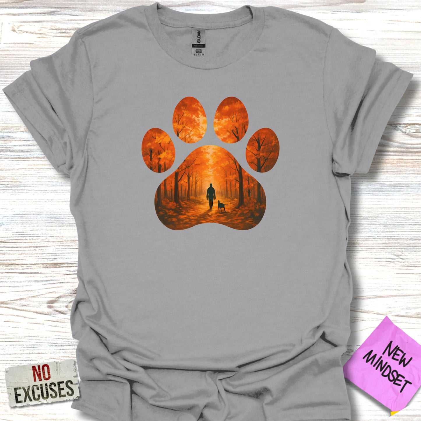 Scenic Forest Paw Print Graphic T-Shirt product