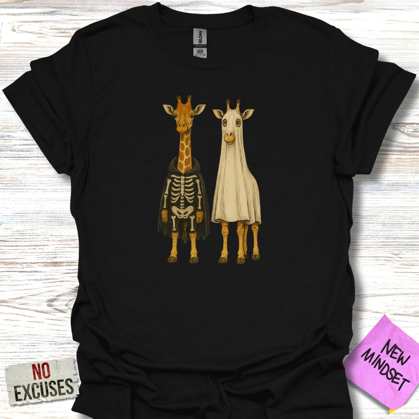 Skeleton and Ghost Giraffe Fun Graphic Shirt product type