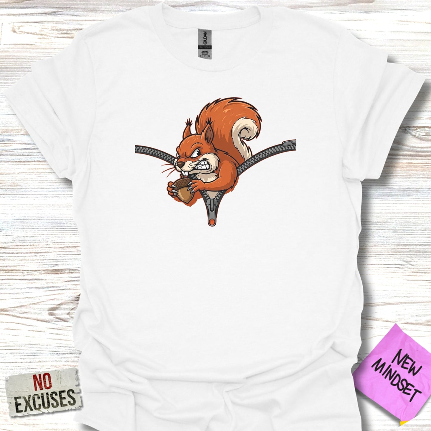 Squirrel Illustration New Mindset No Excuses T-shirt product