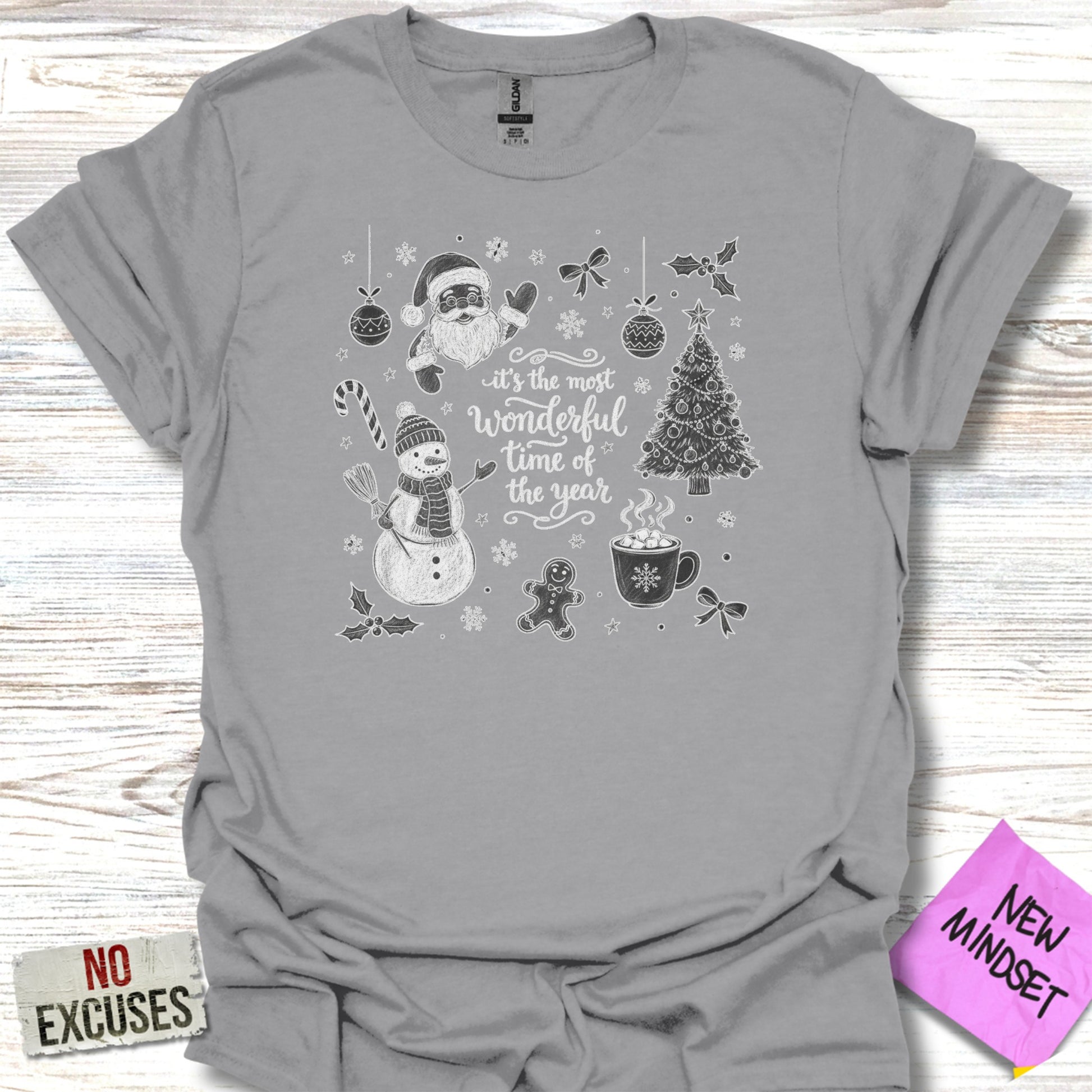 Festive Holiday Graphic Tee With Fun Christmas Designs