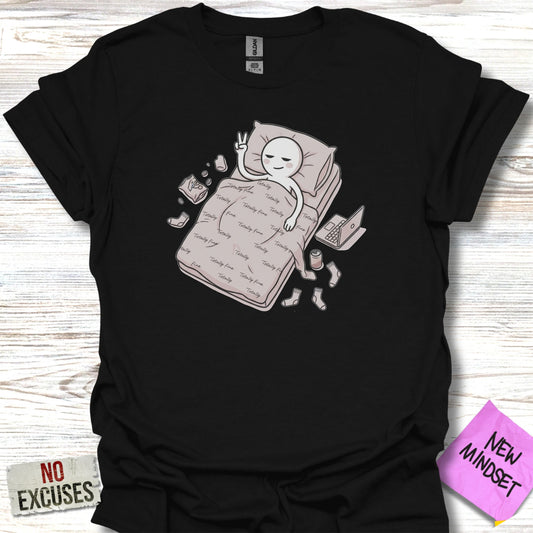 Funny Cat Sleeping in Bed Graphic T-Shirt product type