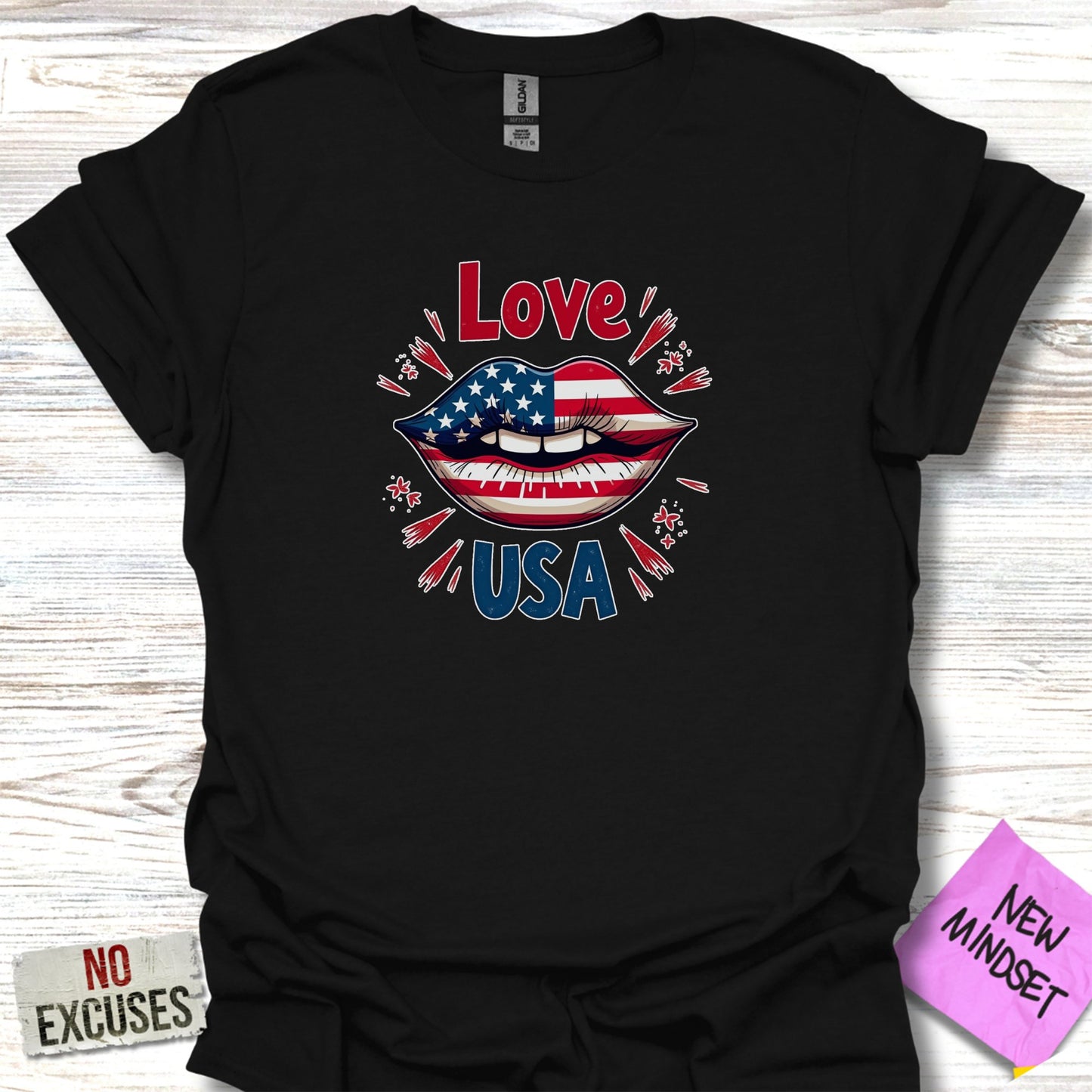 Love USA Lips Flag Graphic Tee shirt product type