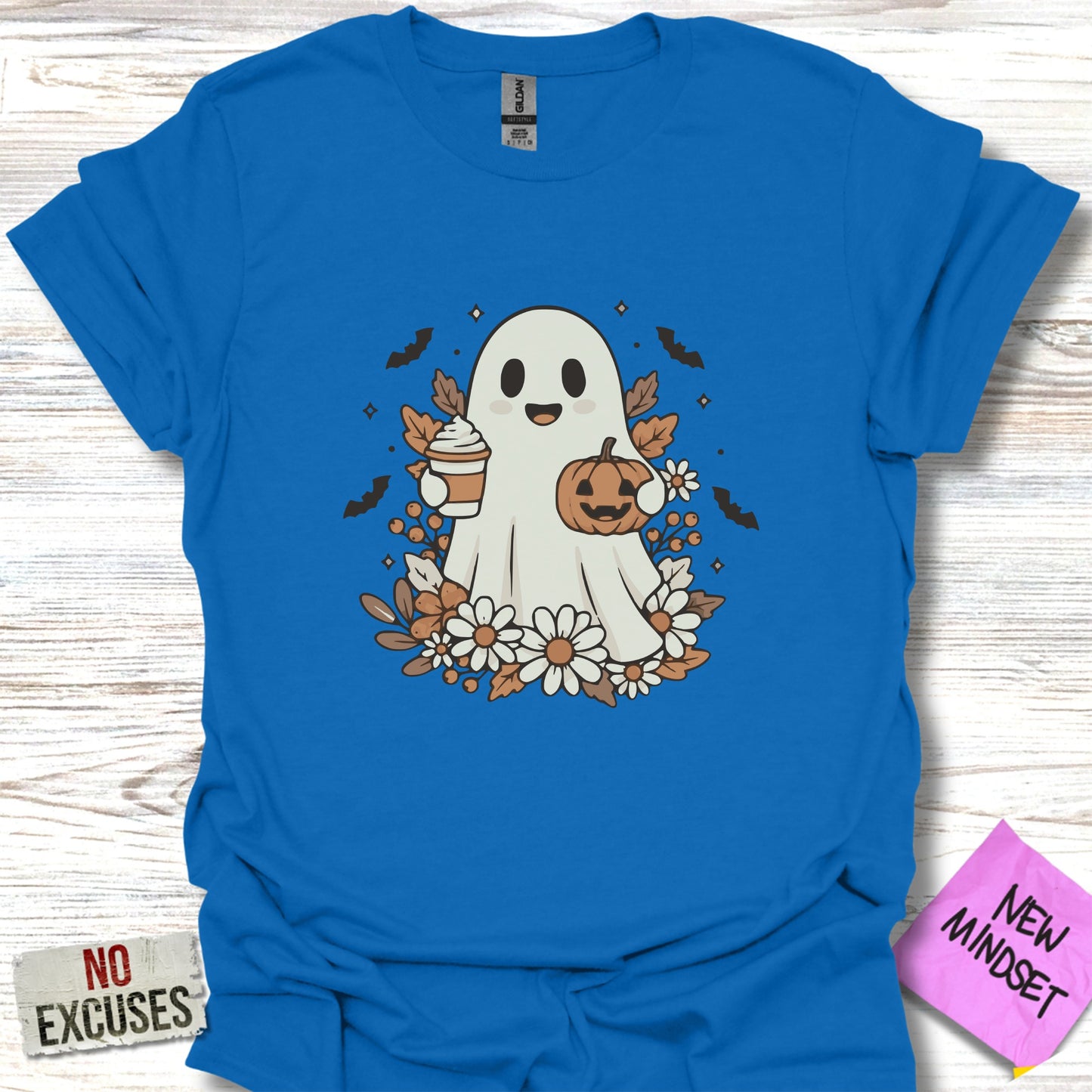 Cute Ghost with Fall Leaves Graphic T-Shirt product