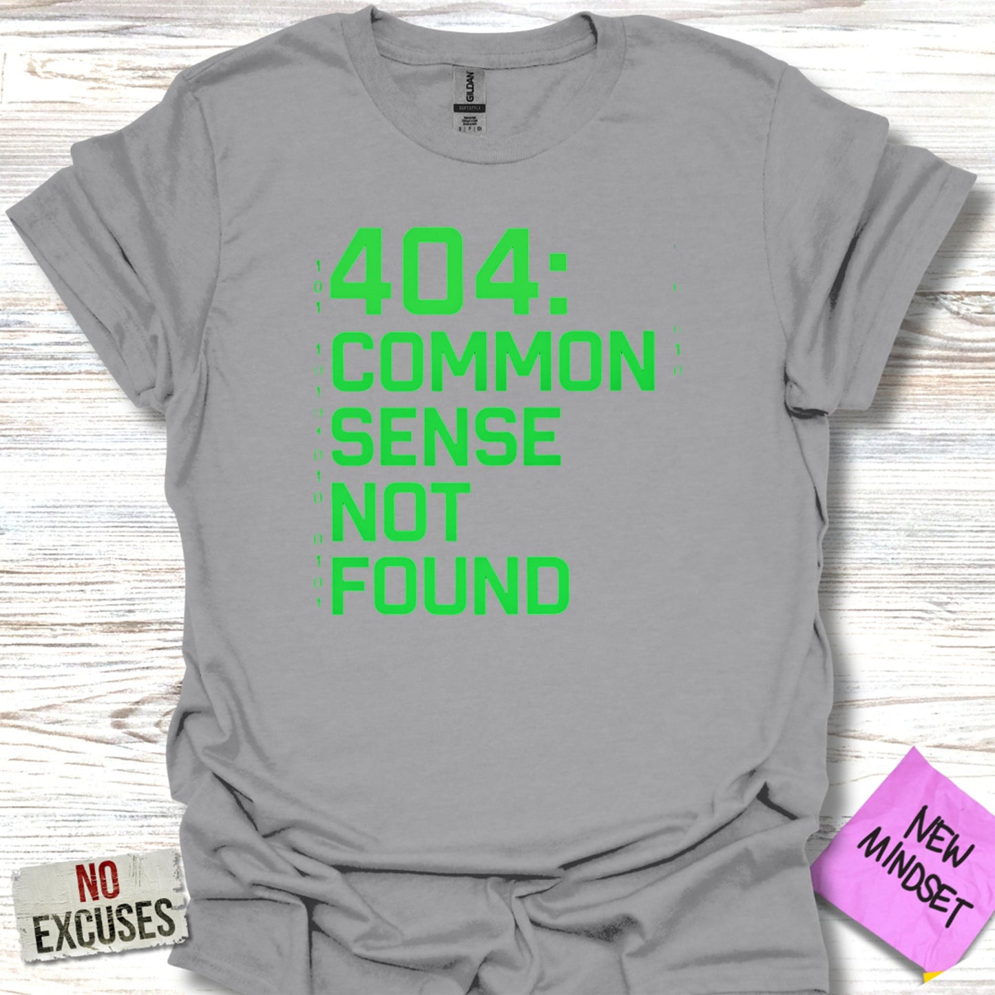 404 Common Sense Not Found Printed Grey T-shirt product type