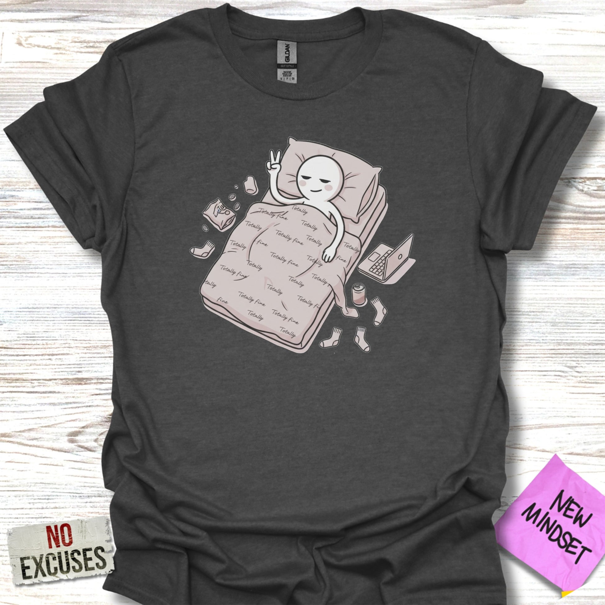 Relaxed Cat on Bed with Blanket Graphic Shirt product