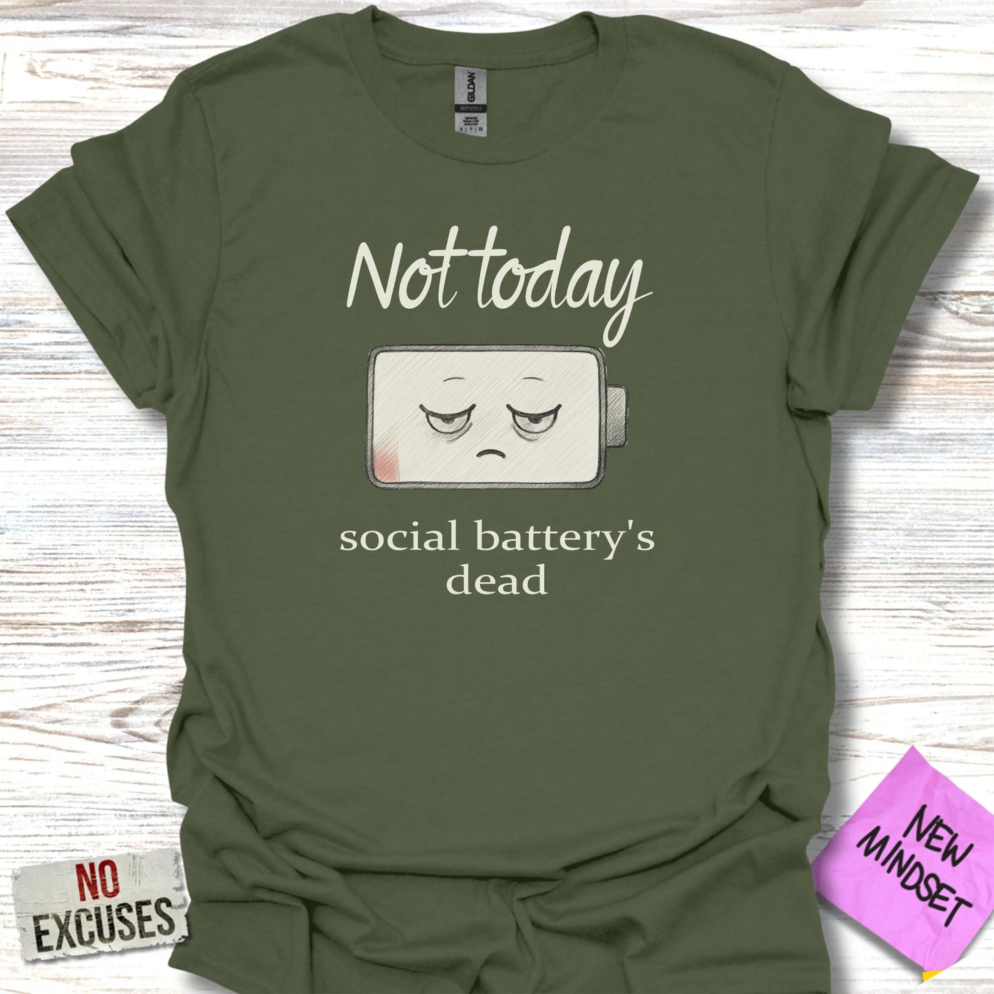 Not today social battery's dead graphic tee product type