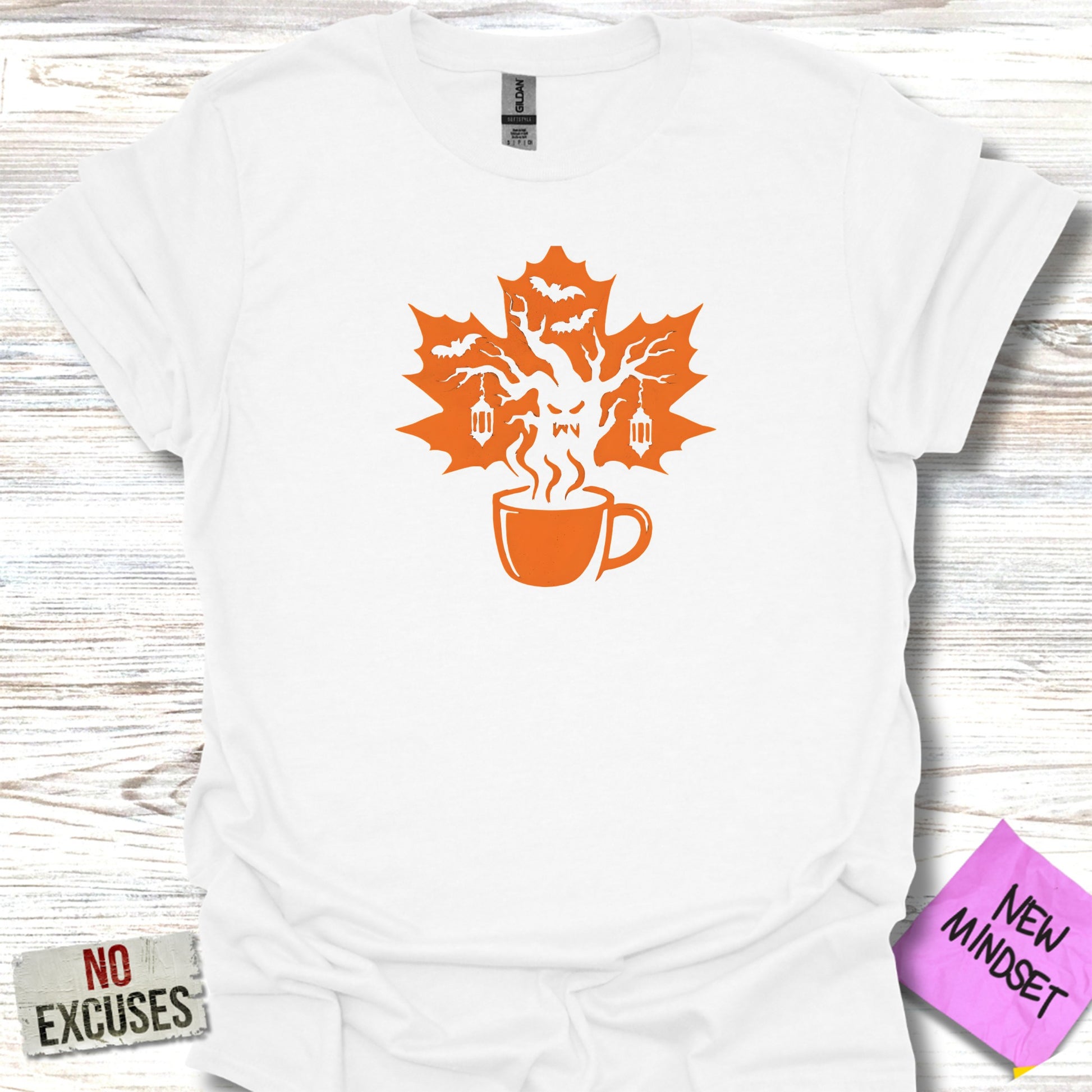 Halloween Coffee Cup Maple Leaf Design T-shirt product