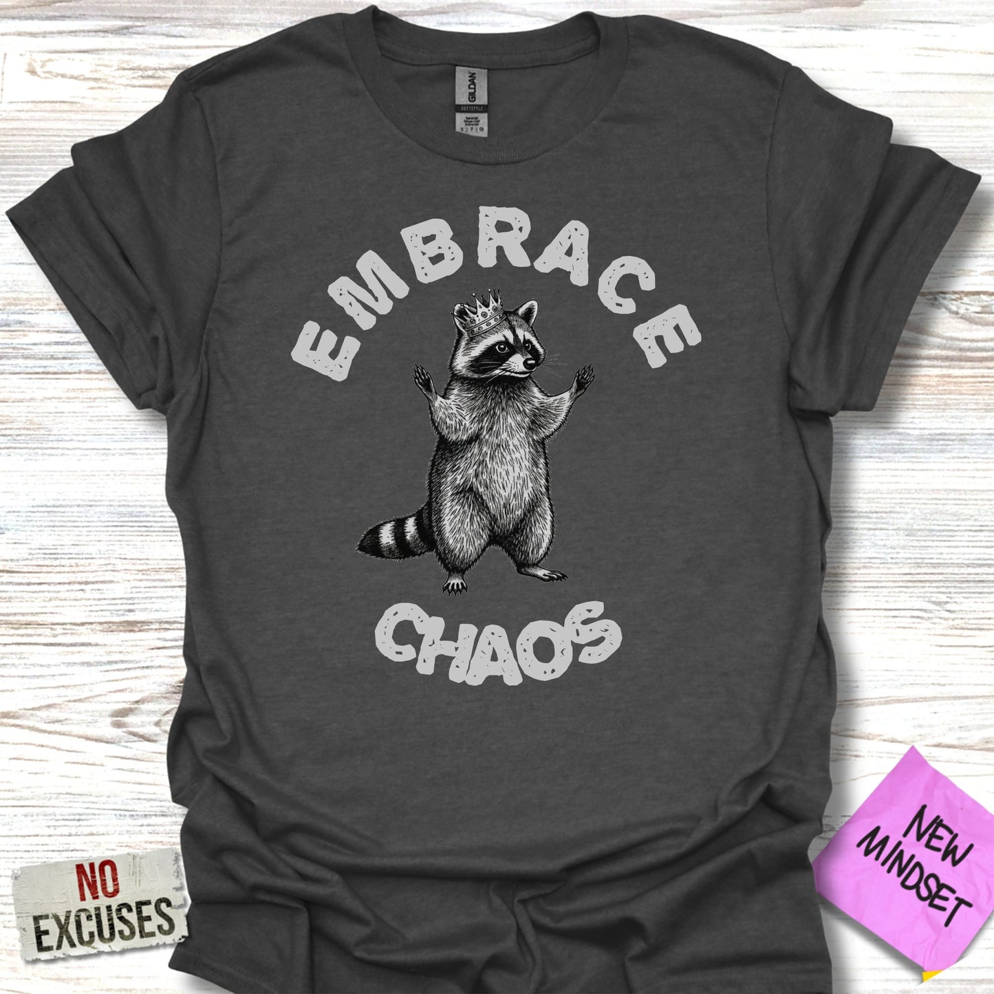 Embrace Chaos Raccoon Print Graphic T-shirt product type