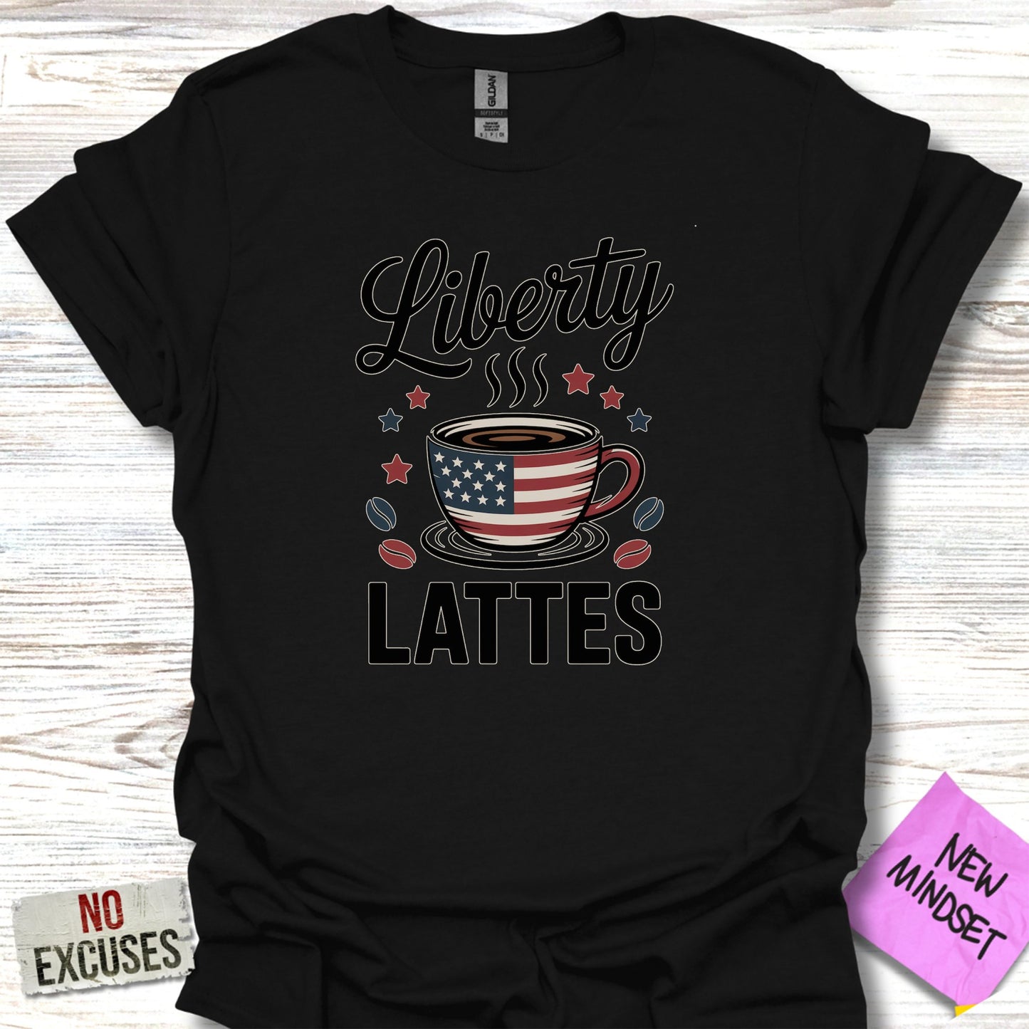 Liberty Lattes Design Black T-shirt product