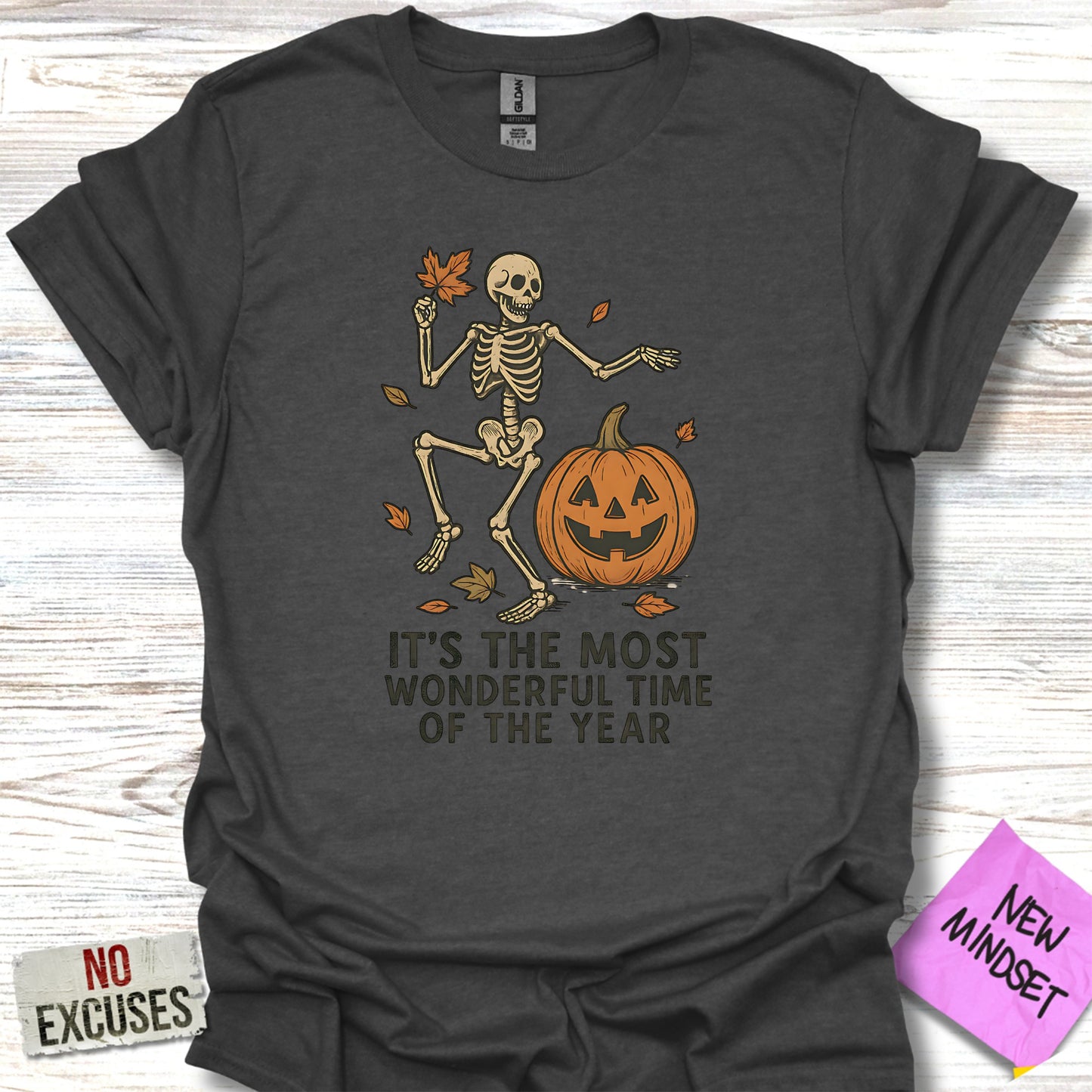 Halloween Skeleton and Pumpkin Graphic T-shirt product type