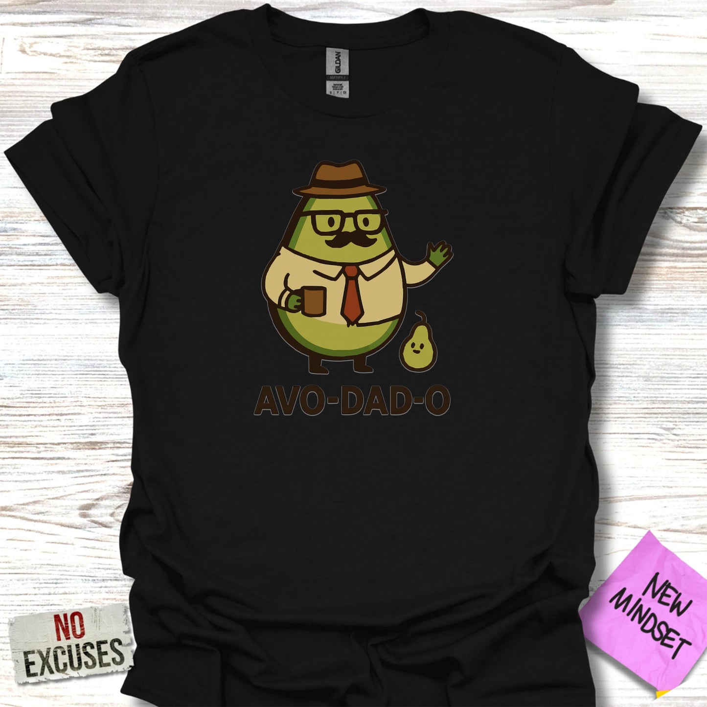Funny Avocado Avo-Dad-O Graphic Black T-shirt product type