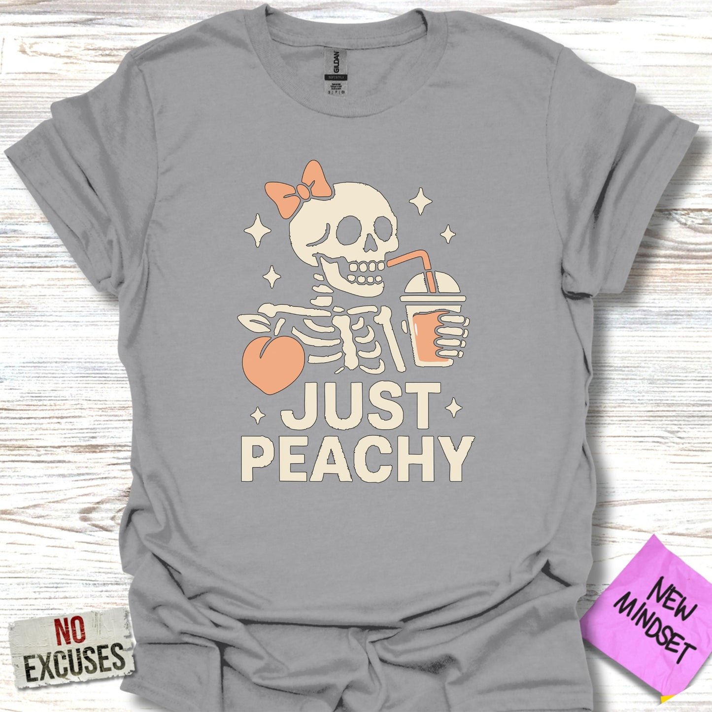Just Peachy Skeleton Design New Mindset T-shirt Product