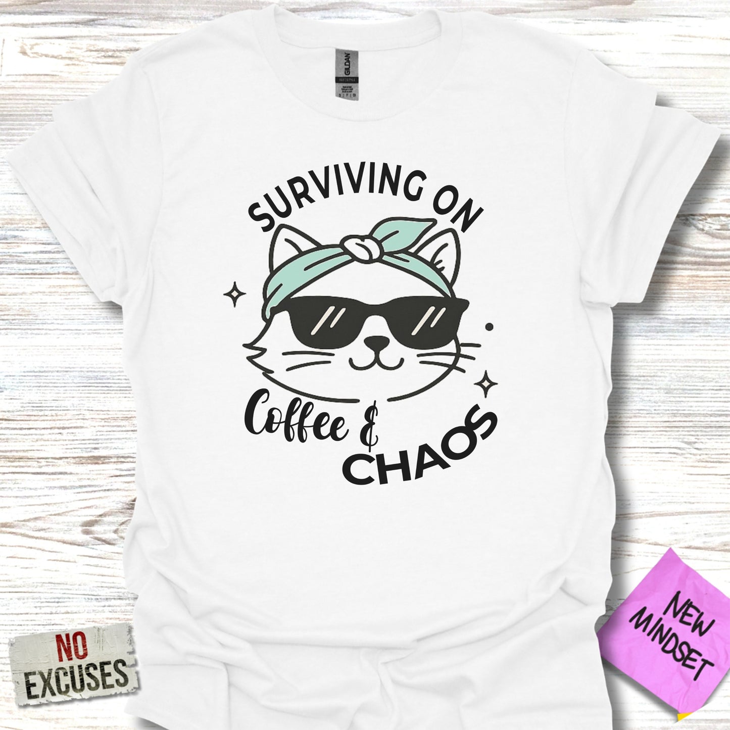 Surviving on Coffee and Chaos Graphic Tee product