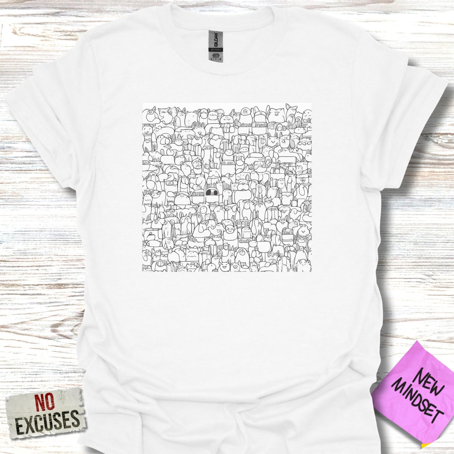 Playful Doodle Style Graphic T-Shirt with Fun Quotes