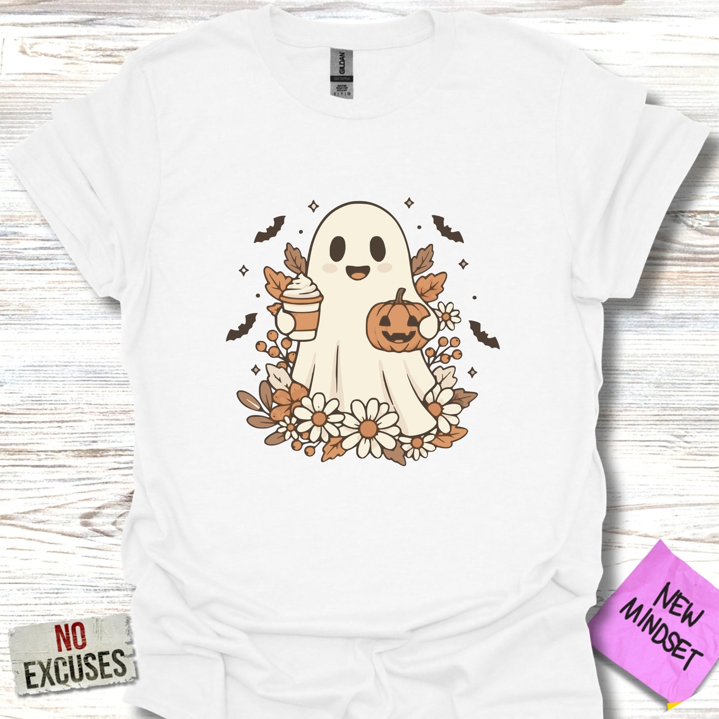 Cute Ghost Holding Pumpkin Halloween T-Shirt product type